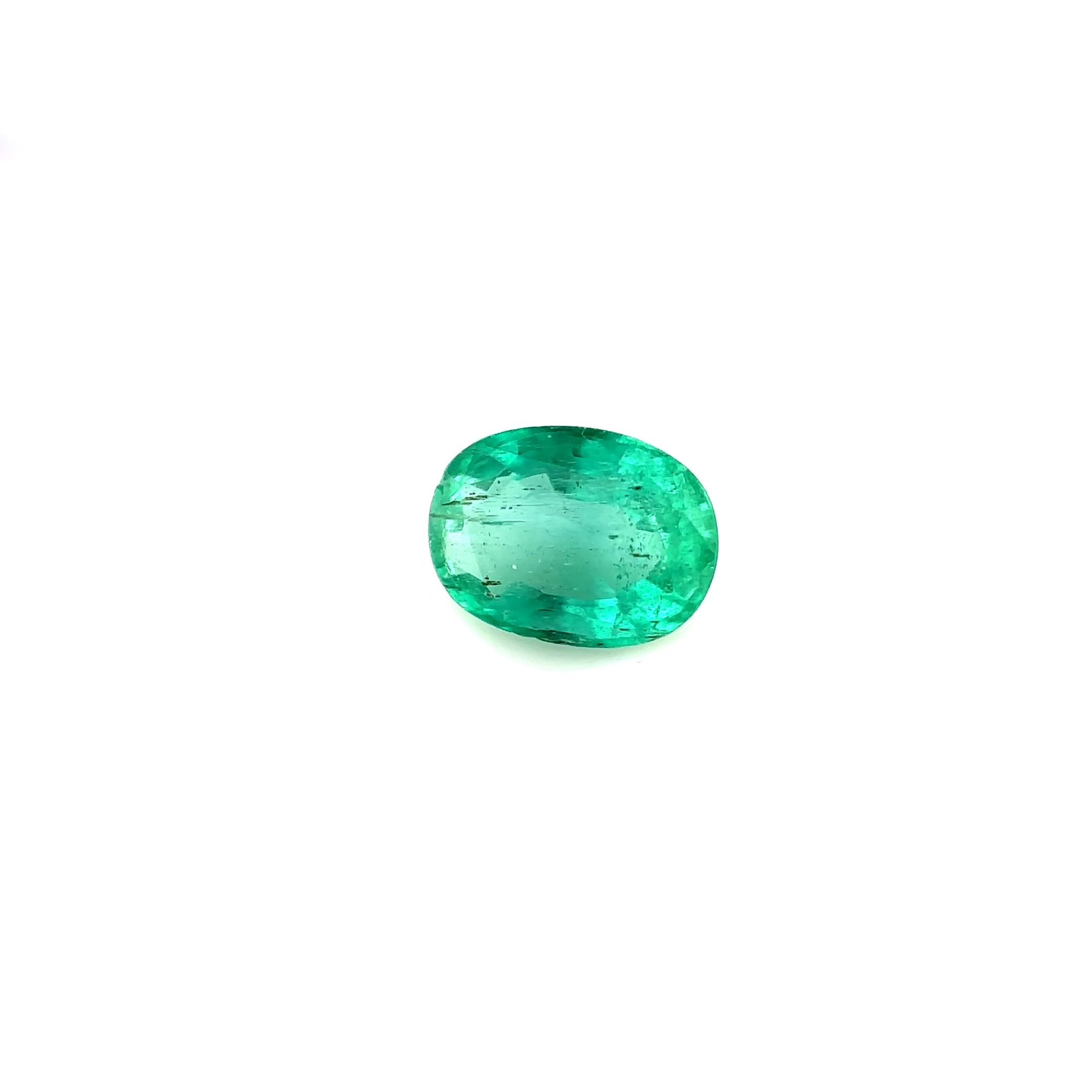 1.24 Carat Vivid Green Oval Emerald