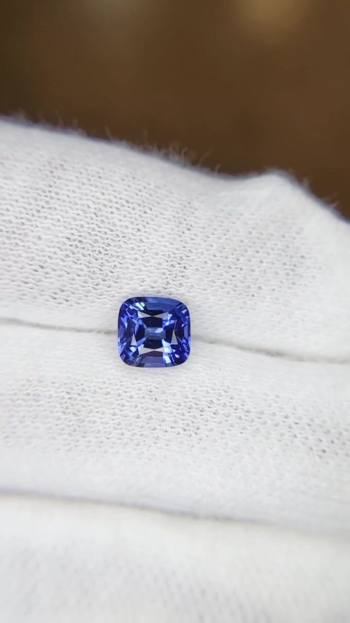 1.47 Carat Blue Cushion Sapphire