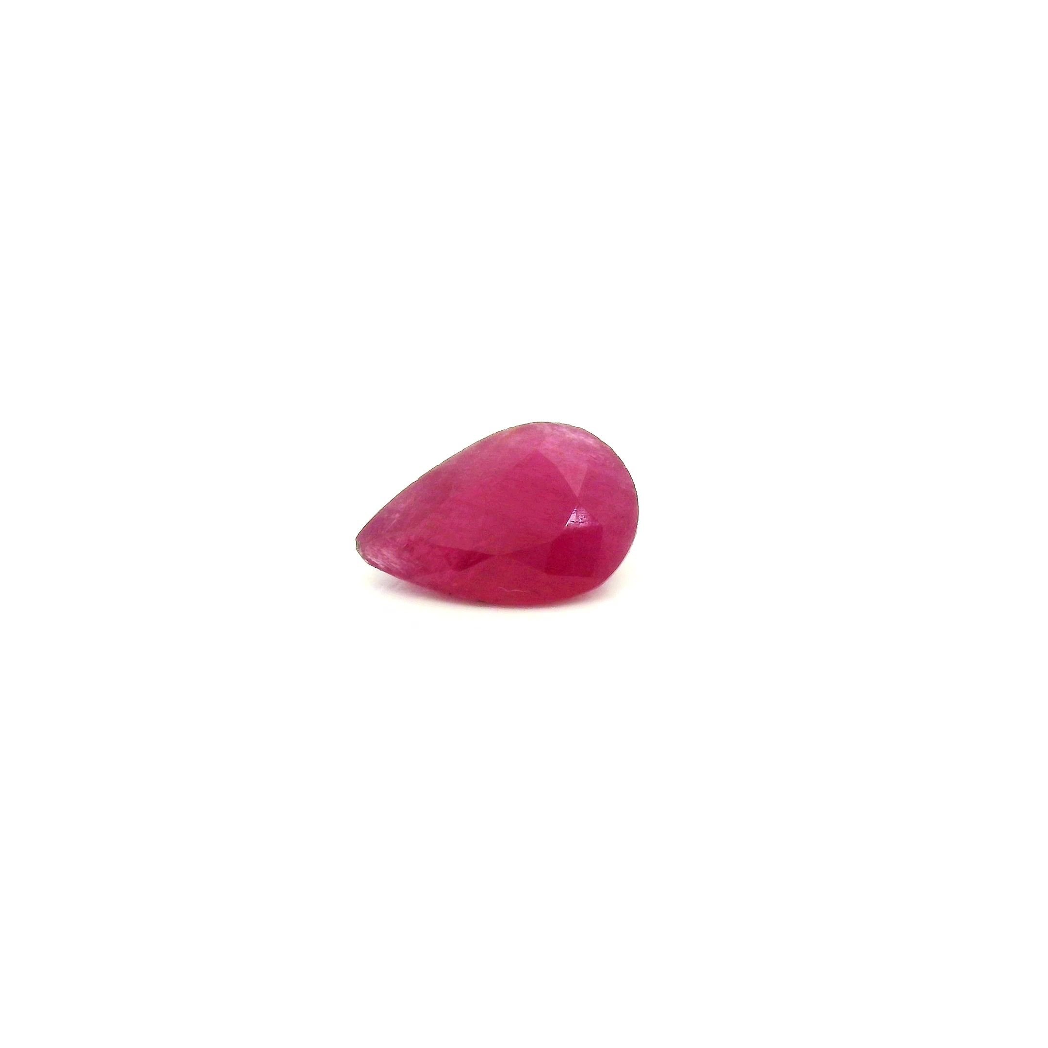 0.88 Carat Red Pear Ruby