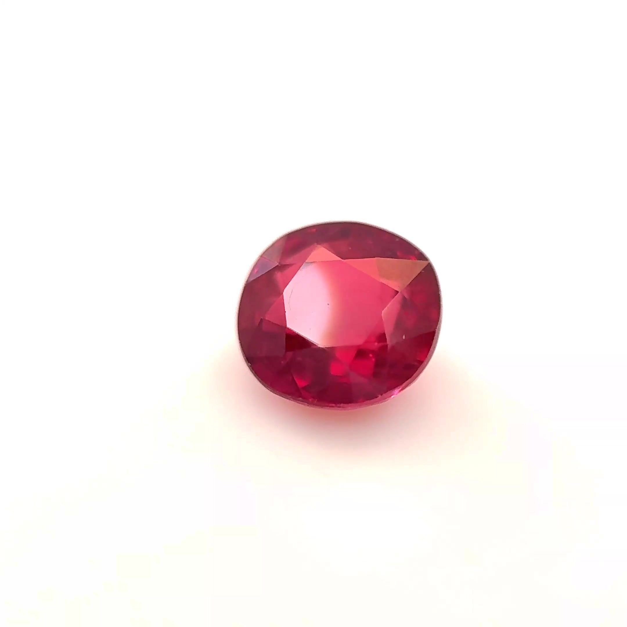 0.74 Carat Vivid Red Cushion Ruby