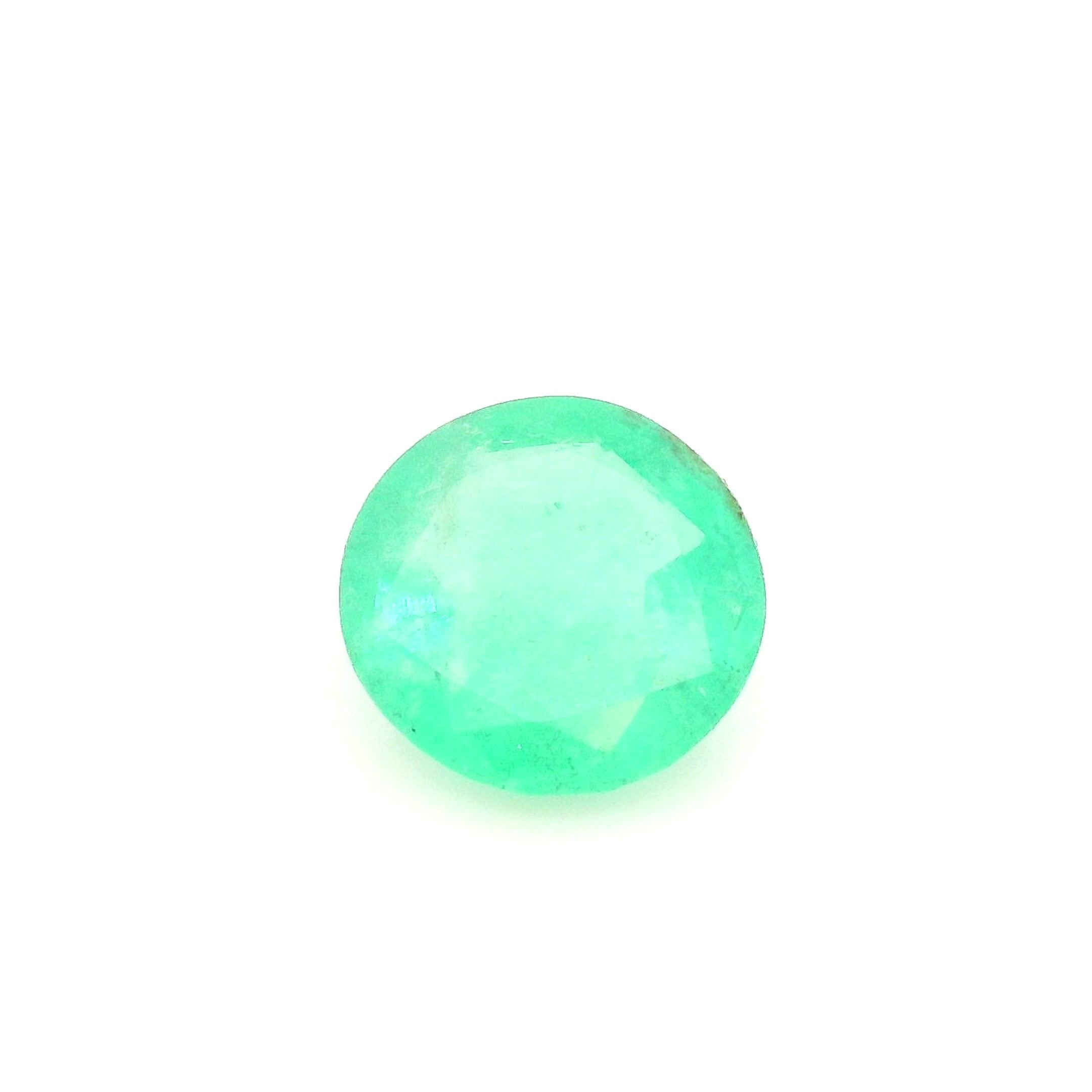 0.99 Carat Light Green Round Emerald