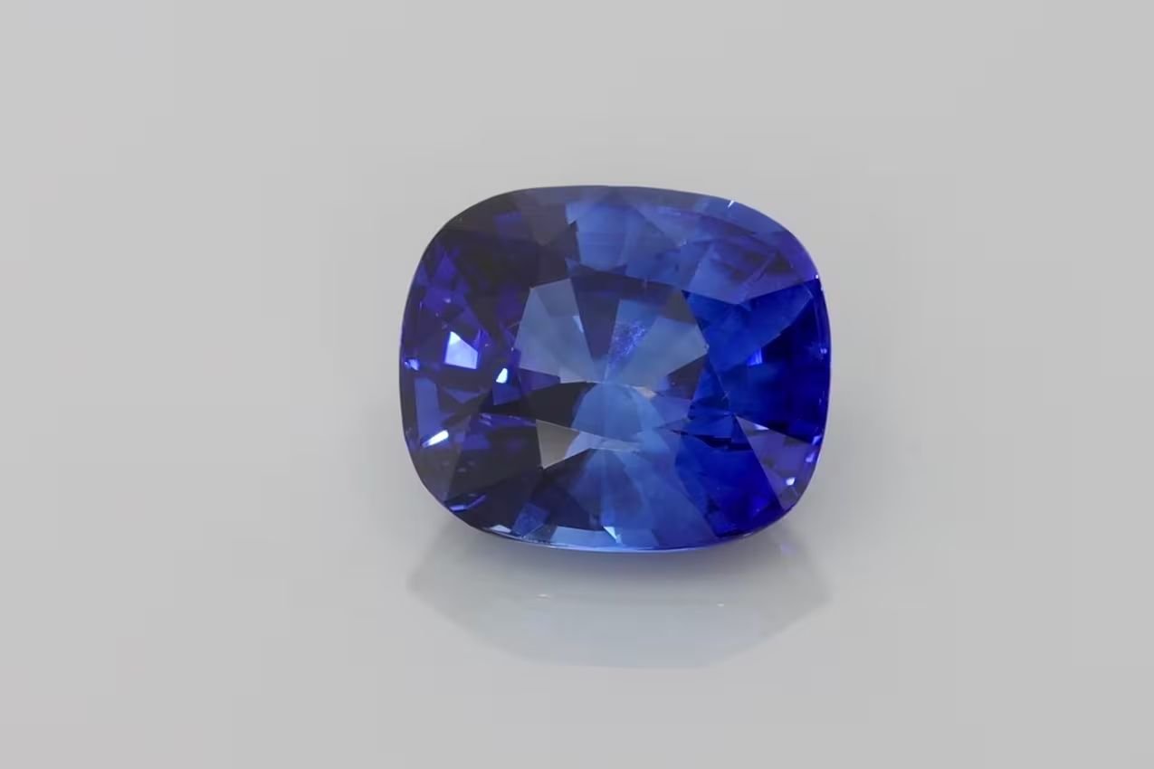 4.12 Carat Vivid Blue Cushion Sapphire