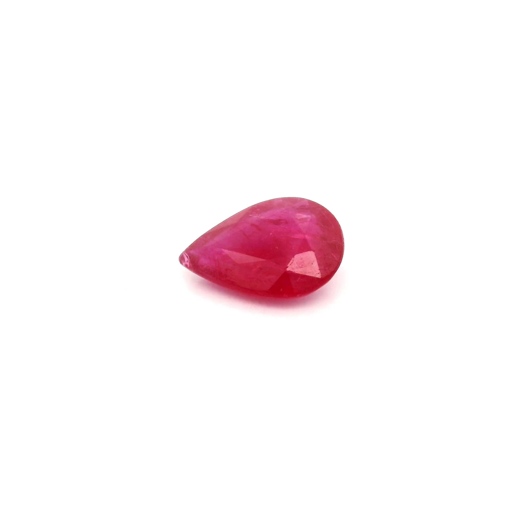 0.98 Carat Intense Red Pear Ruby