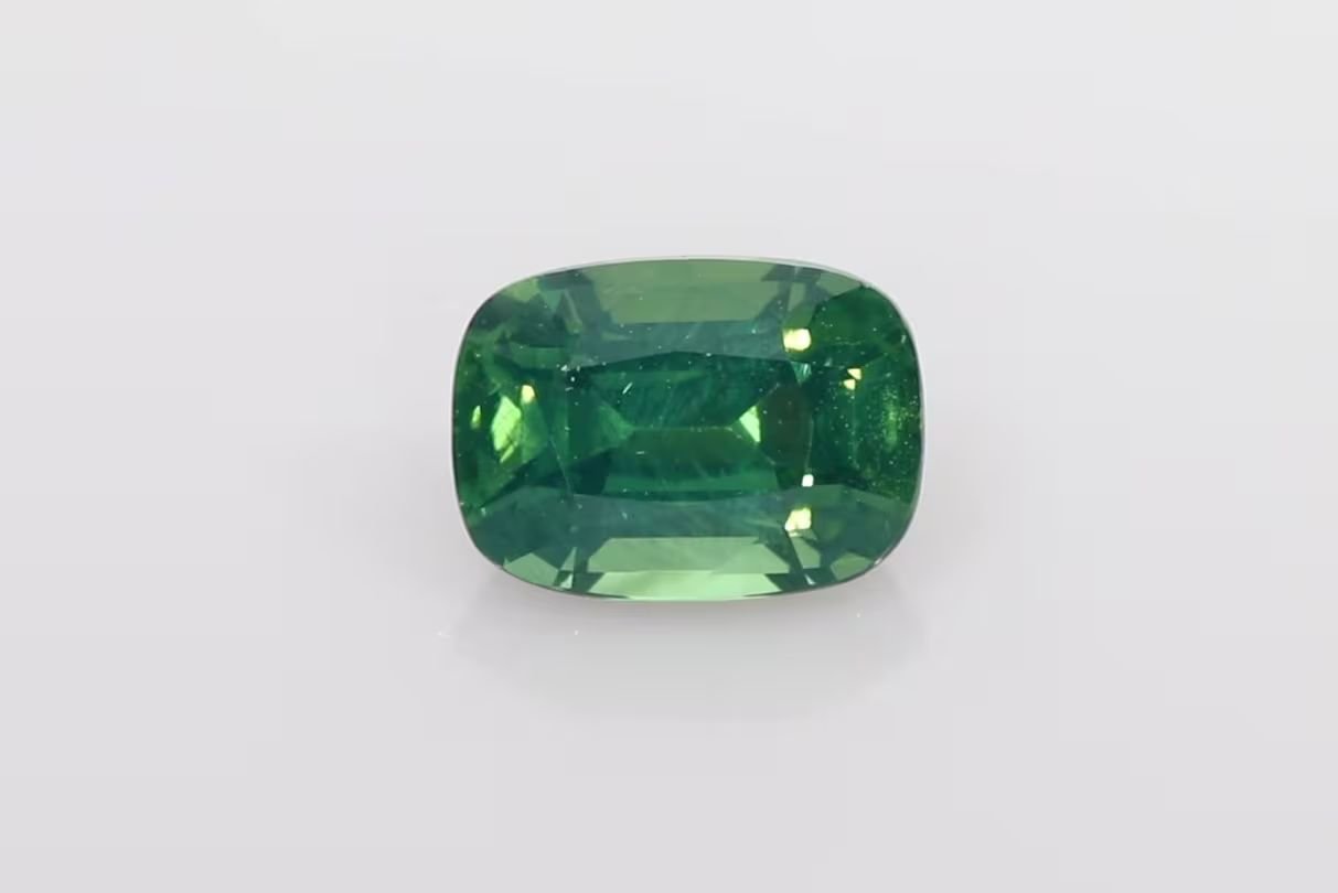 2.10 Carat Vivid Green Cushion Sapphire