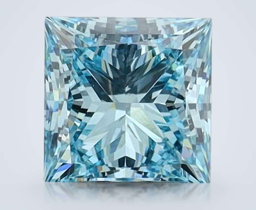 1.45 Ct. Fancy Vivid Blue Princess Lab Diamond