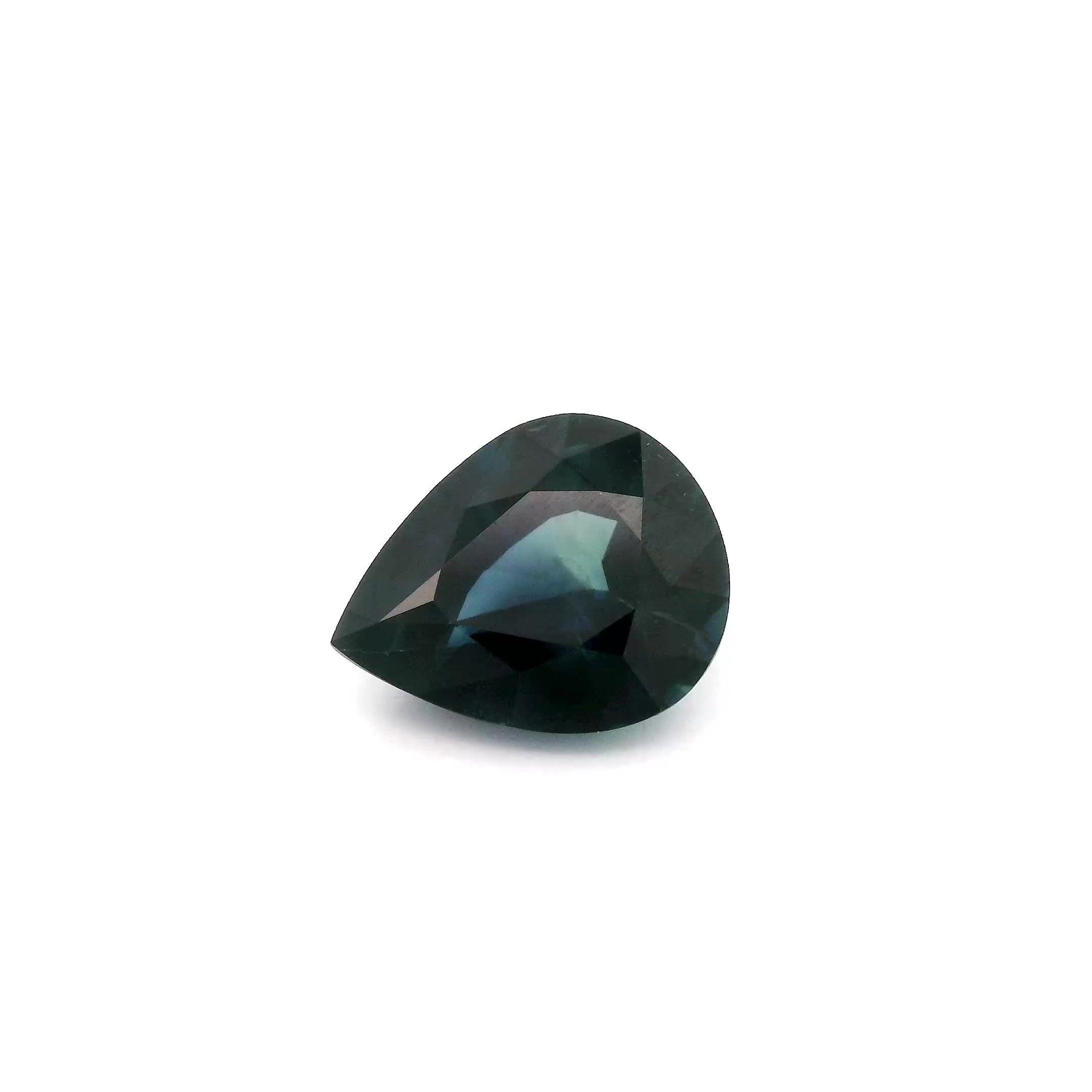 2.33 Carat Deep Blue Pear Sapphire