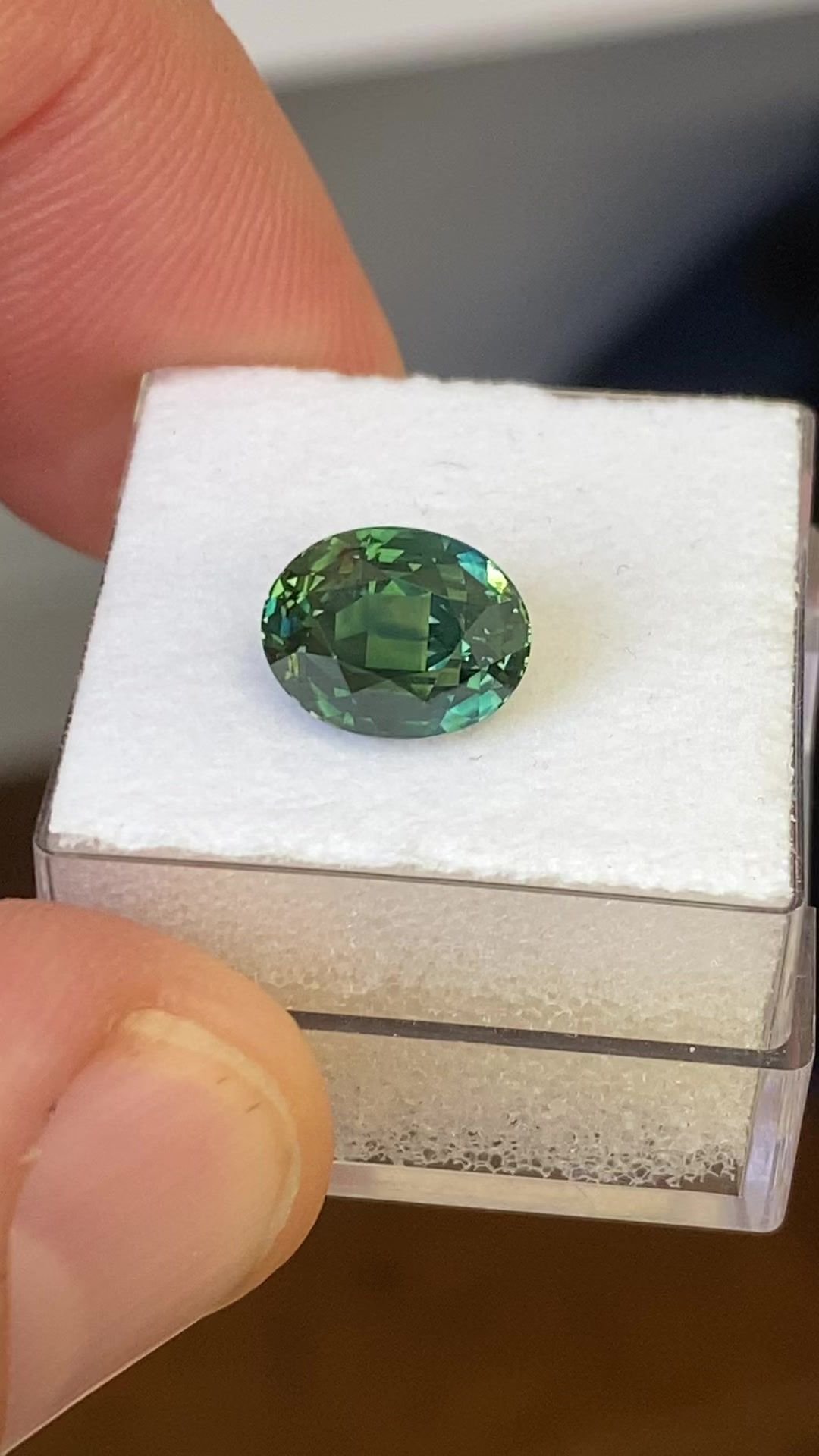 3.62 Carat Green Oval Sapphire