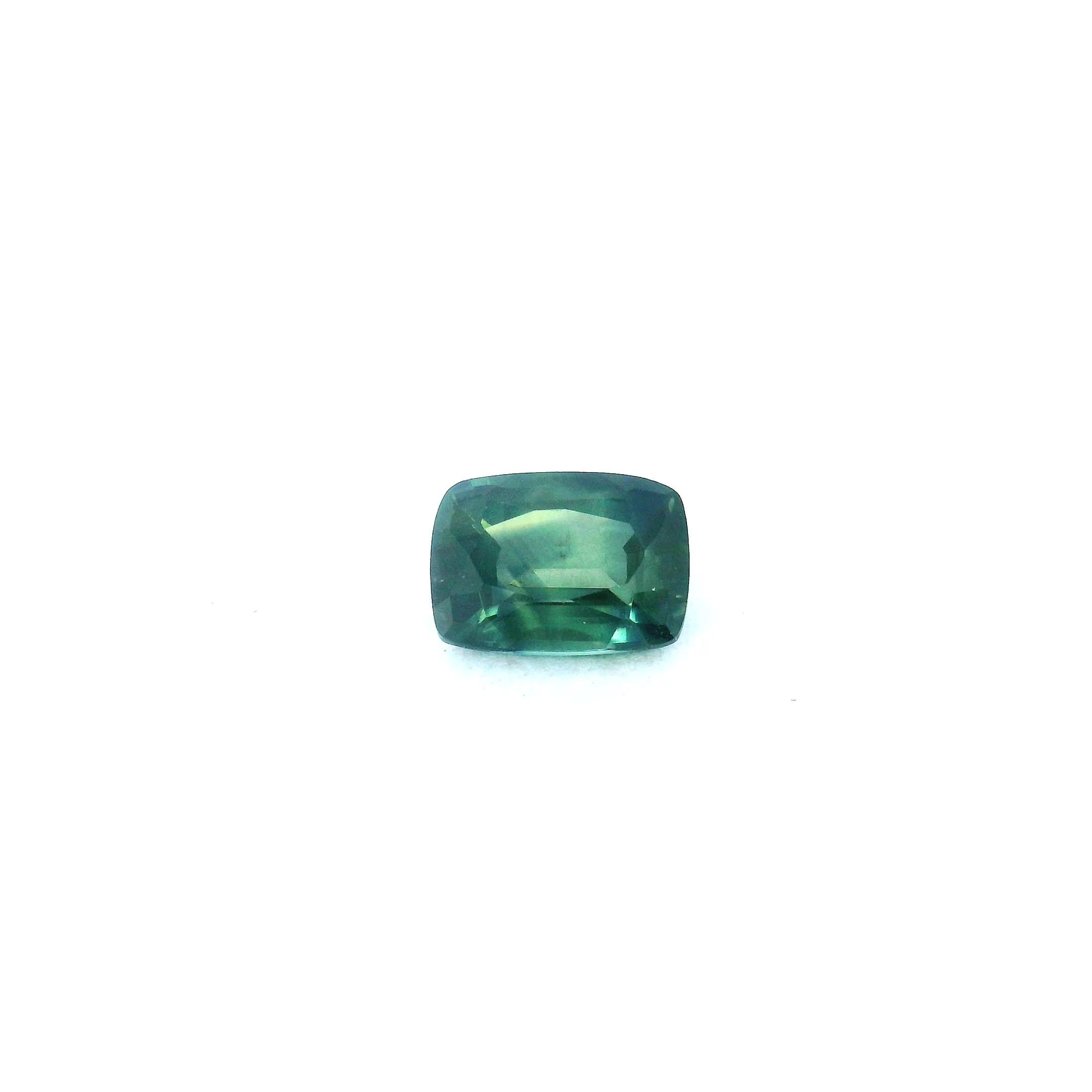 0.79 Carat Green Cushion Sapphire
