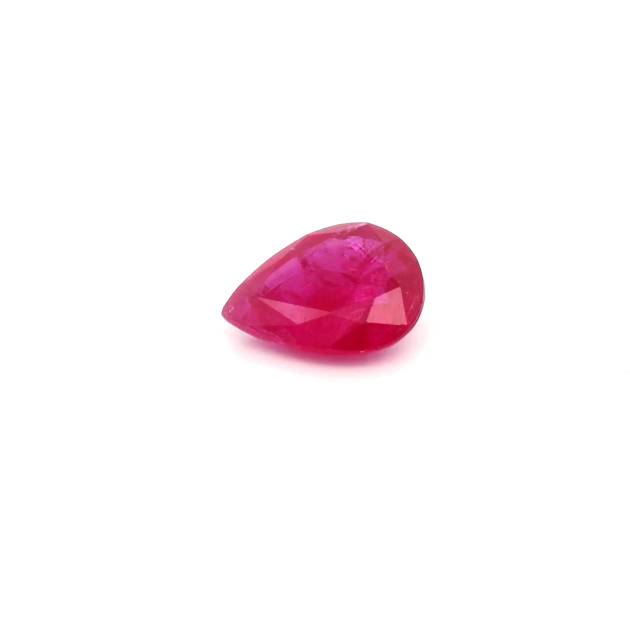 1.18 Carat Intense Red Pear Ruby