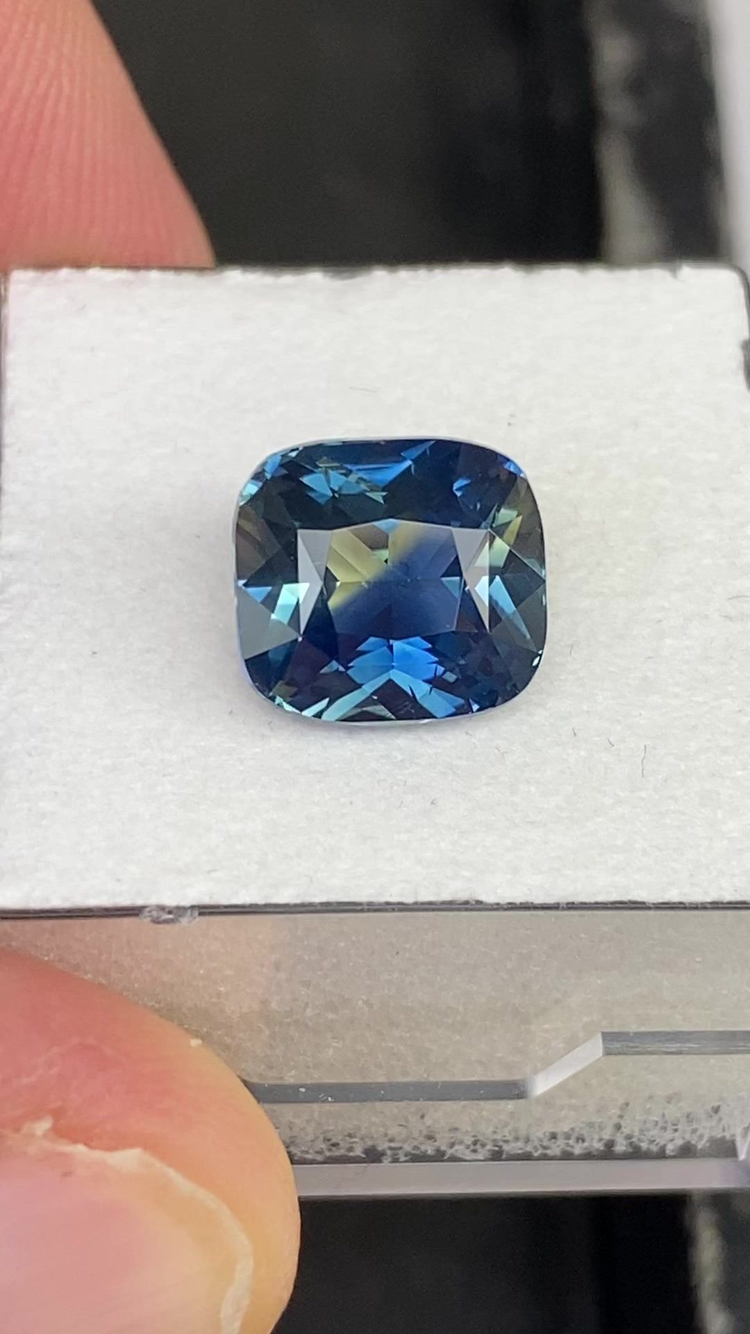 5.01 Carat Green Cushion Sapphire