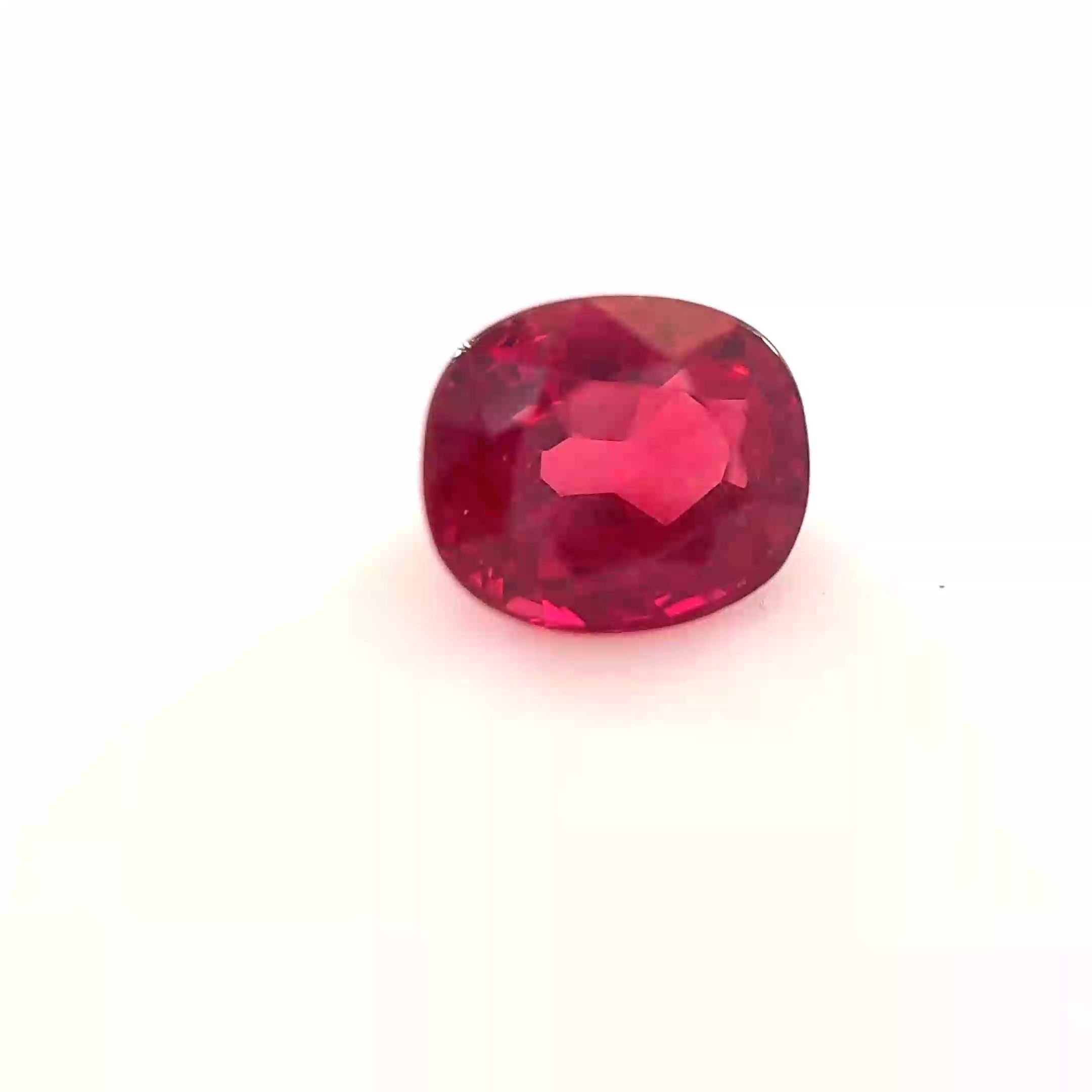 0.79 Carat Intense Red Cushion Ruby