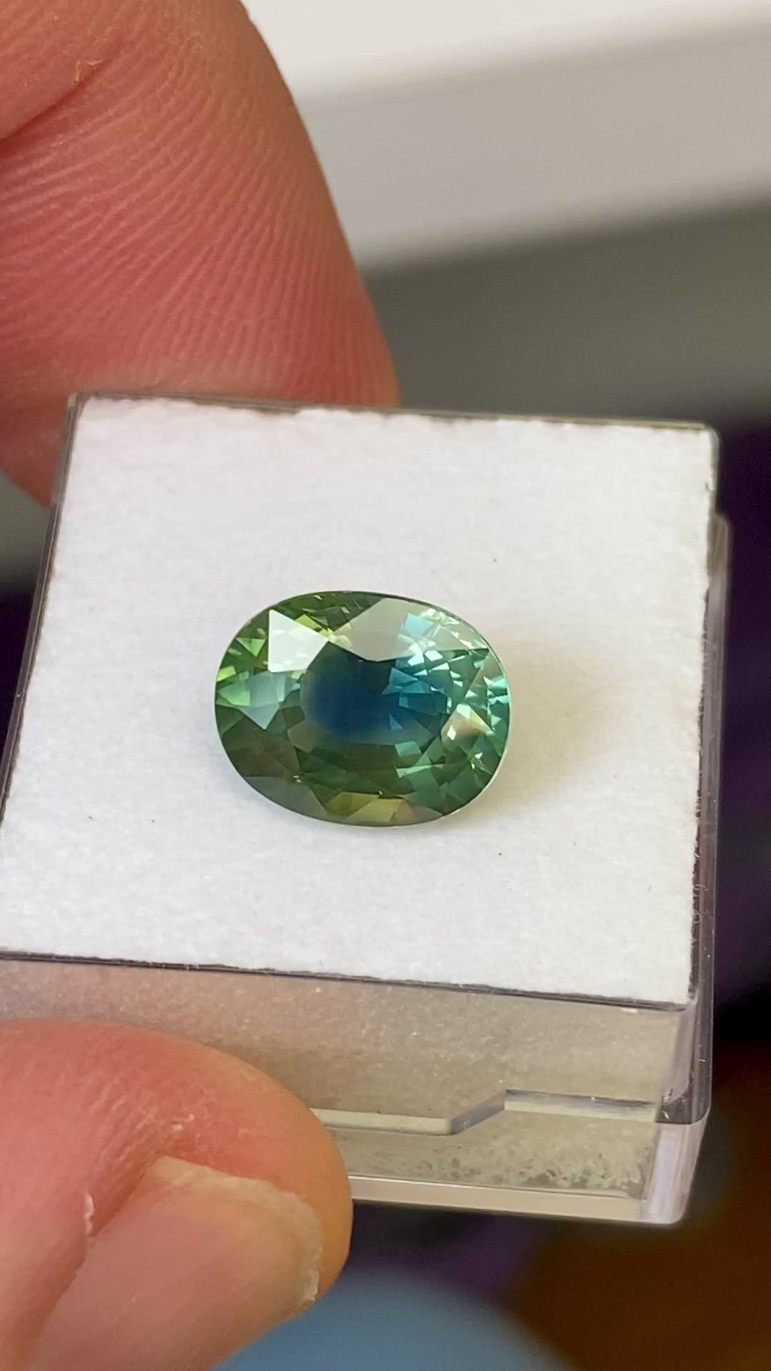 4.42 Carat Green Oval Sapphire