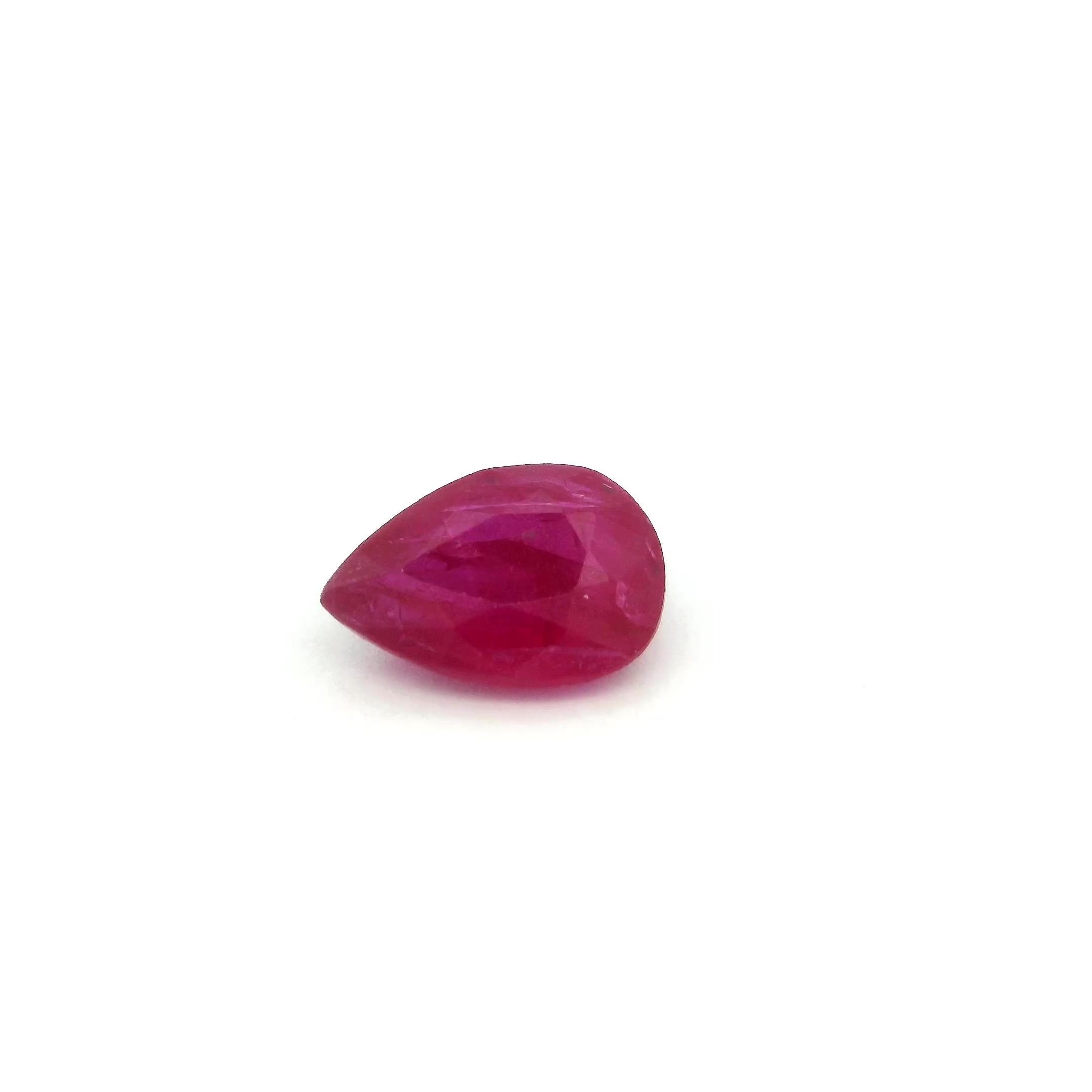 1.29 Carat Intense Red Pear Ruby