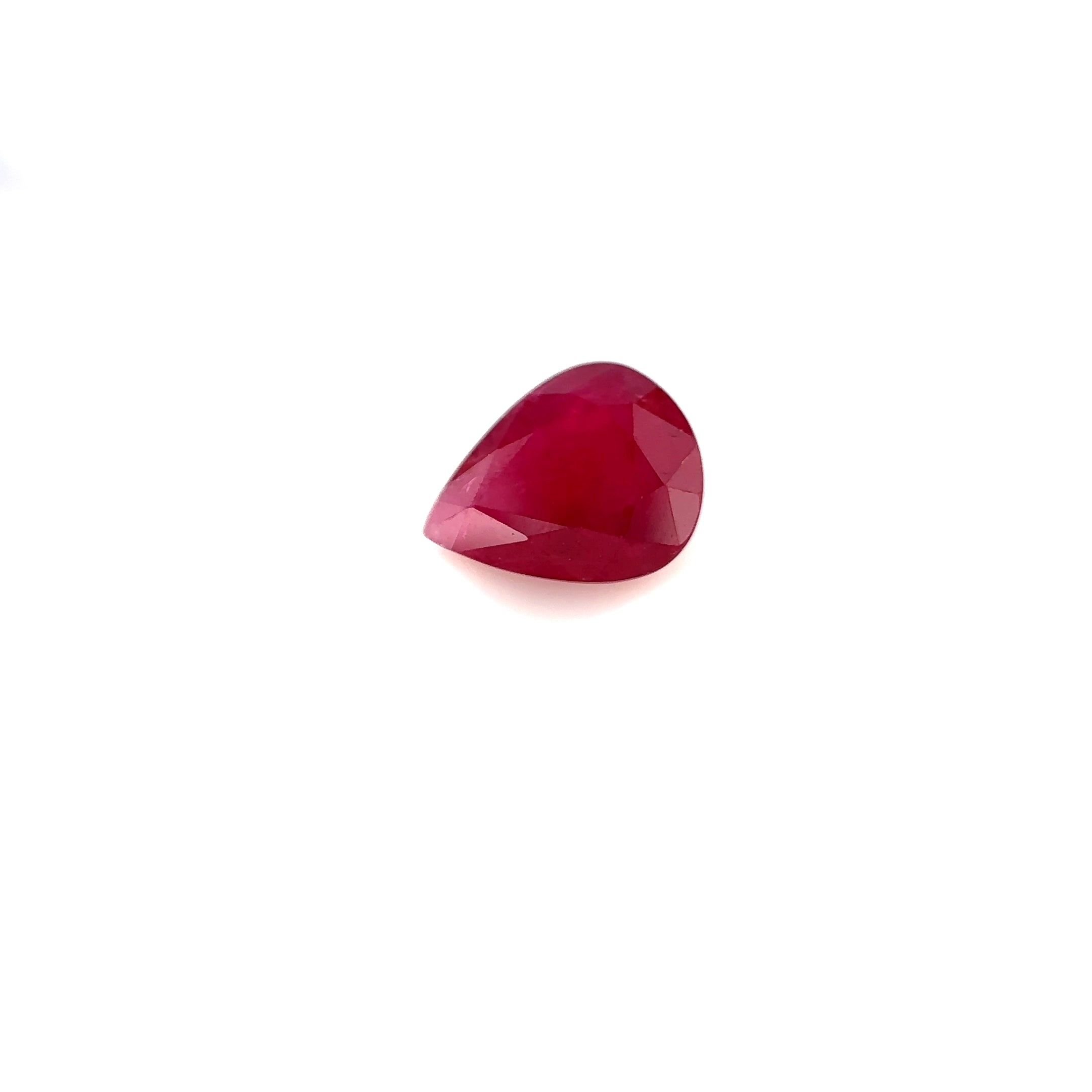1.77 Carat Red Pear Ruby