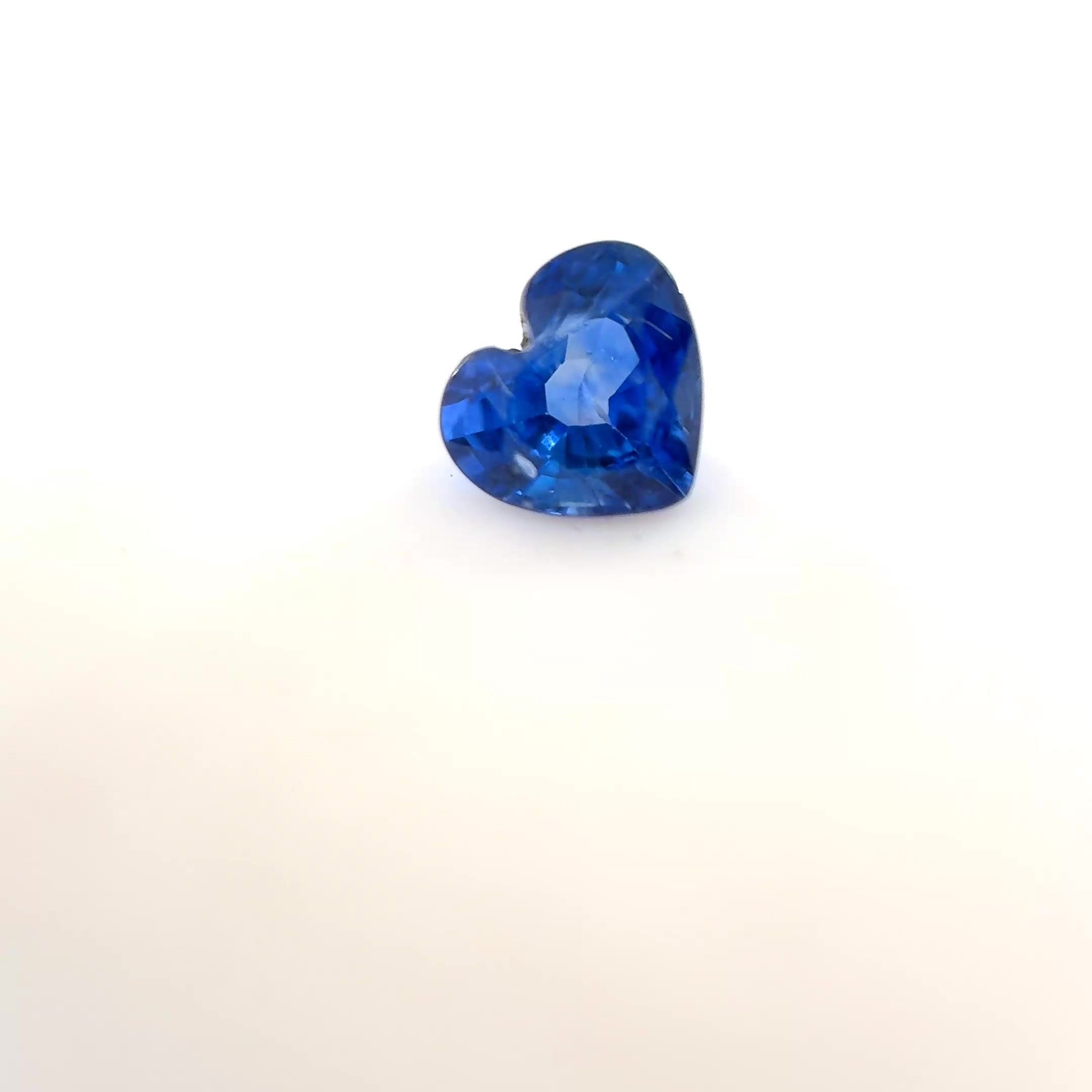0.61 Carat Vivid Blue Heart Sapphire