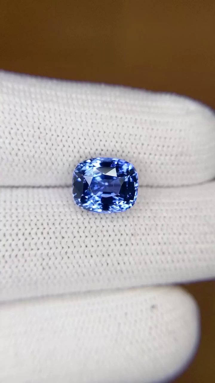 4.09 Carat Blue Cushion Sapphire