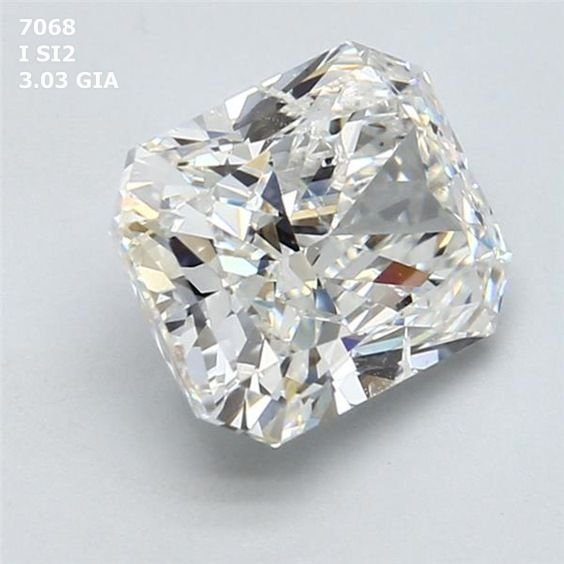 3.03ct I SI2 Rare Carat Ideal Cut Radiant Diamond