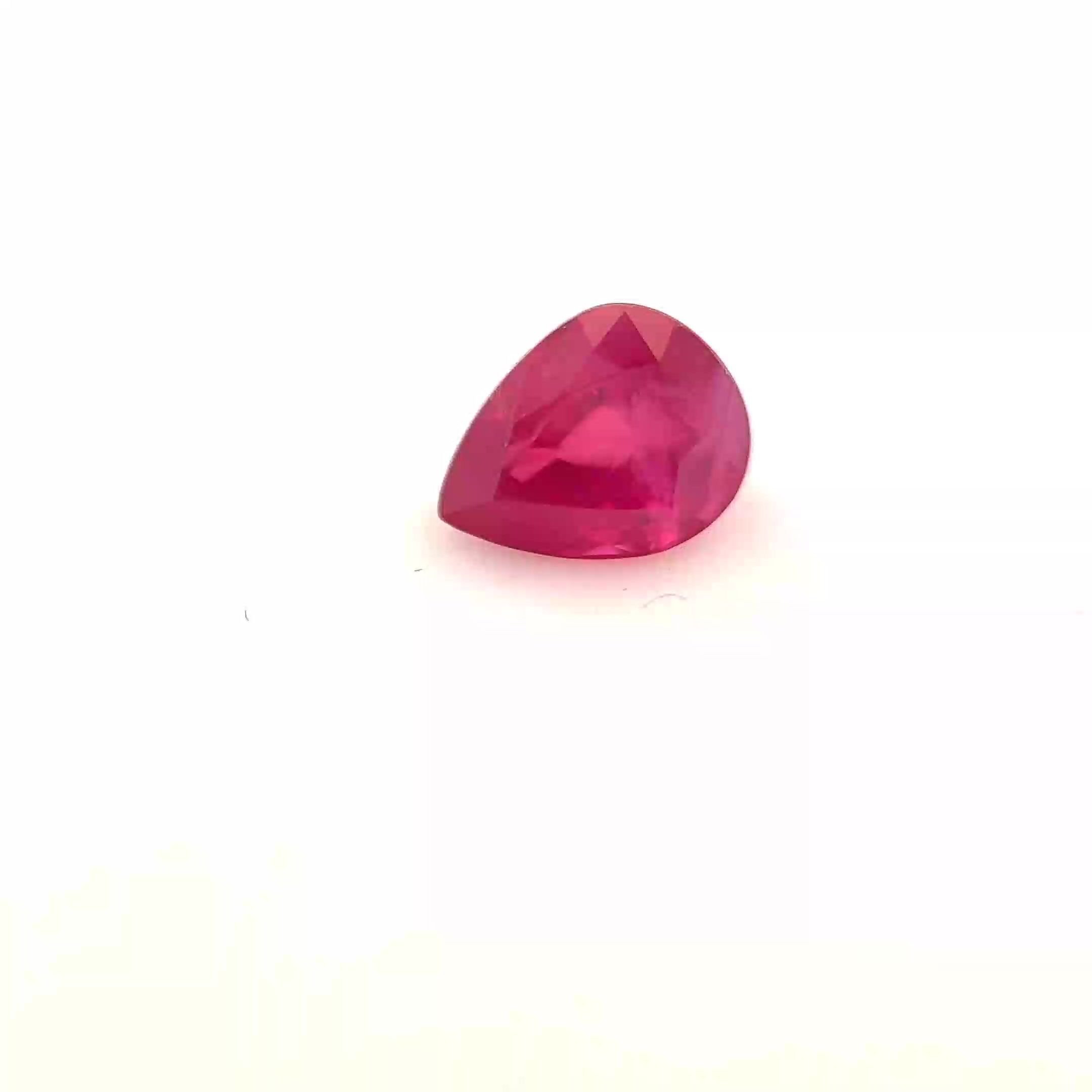 0.74 Carat Red Pear Ruby