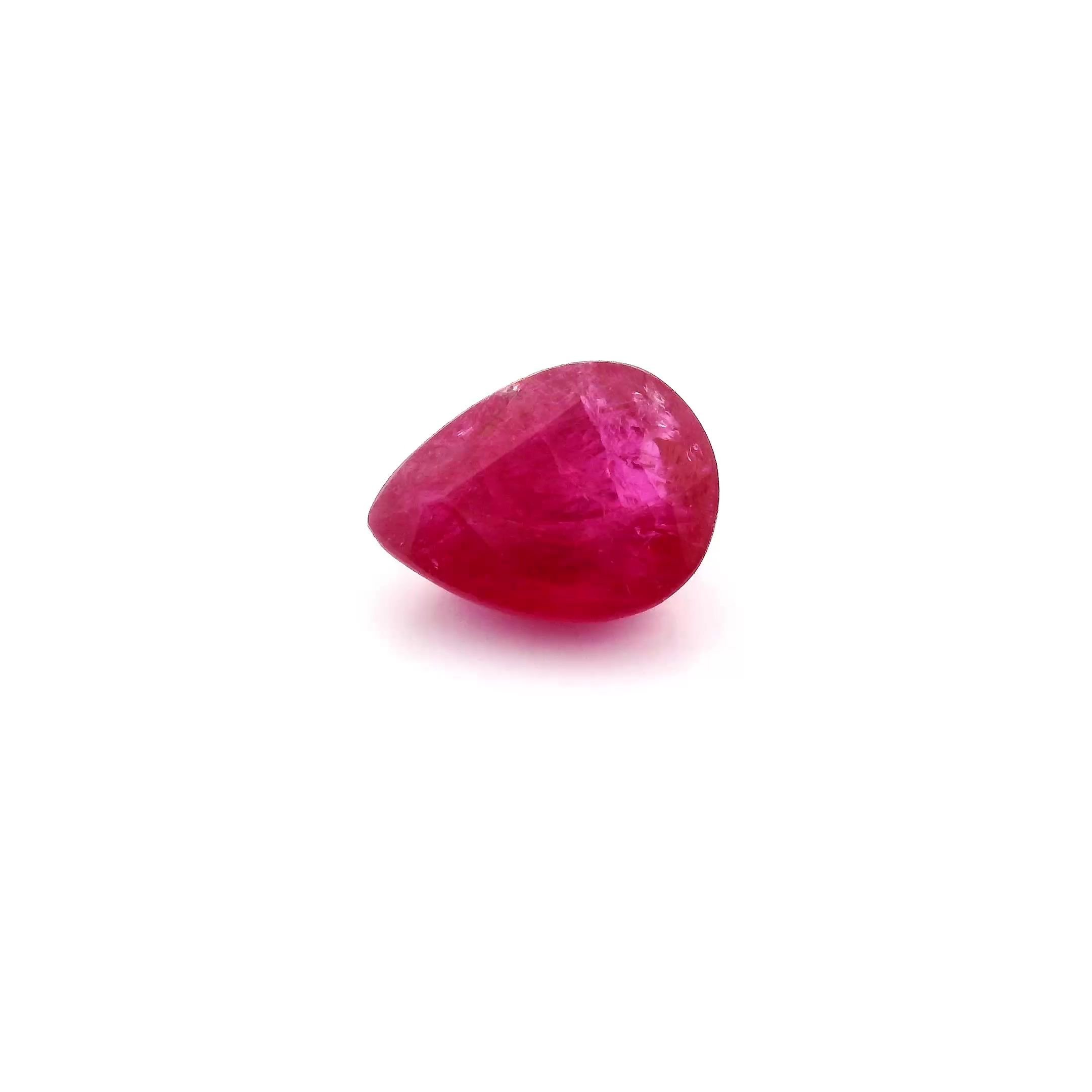 1.55 Carat Intense Red Pear Ruby