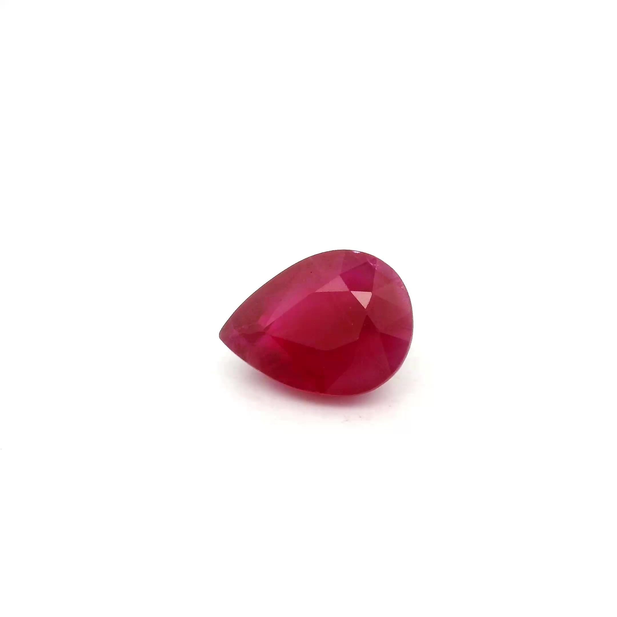 1.77 Carat Intense Red Pear Ruby