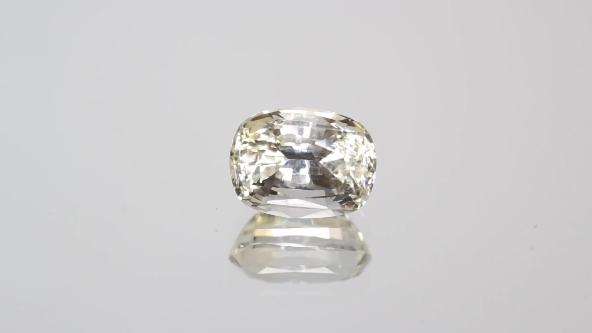 2.74 Carat Light Yellow Cushion Sapphire