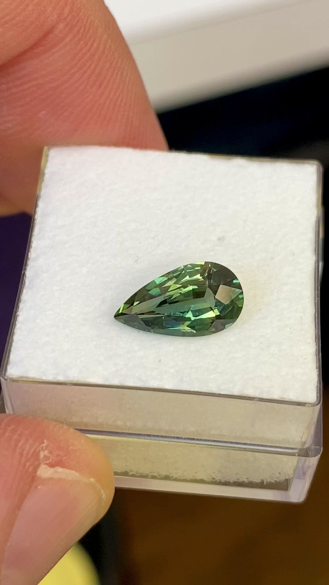 1.77 Carat Green Pear Sapphire