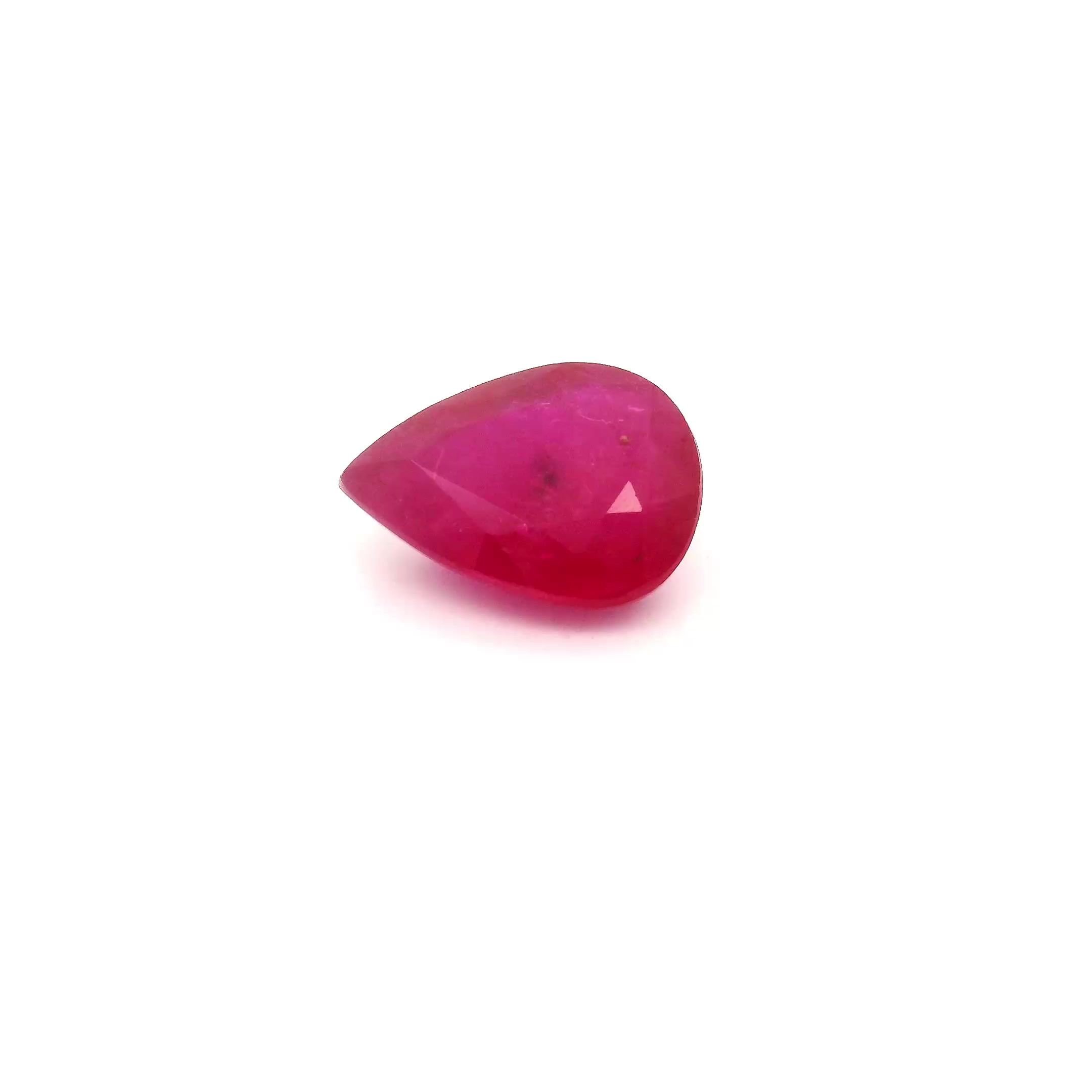 1.58 Carat Intense Red Pear Ruby