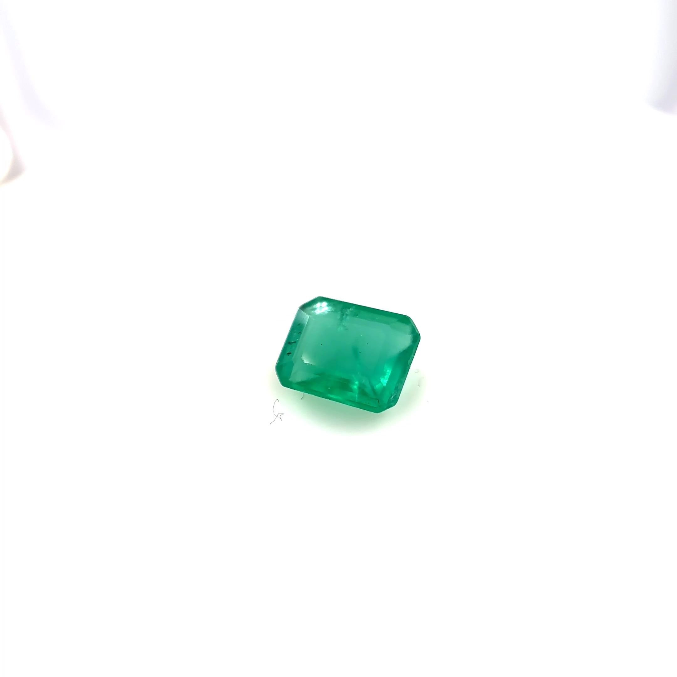 1.19 Carat Vivid Green Emerald-Cut Emerald