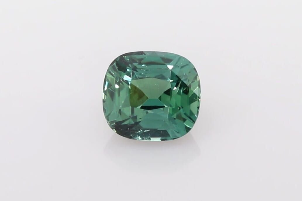 1.52 Carat Vivid Teal Cushion Sapphire