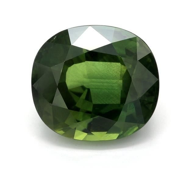 4.89 Carat Green Cushion Sapphire