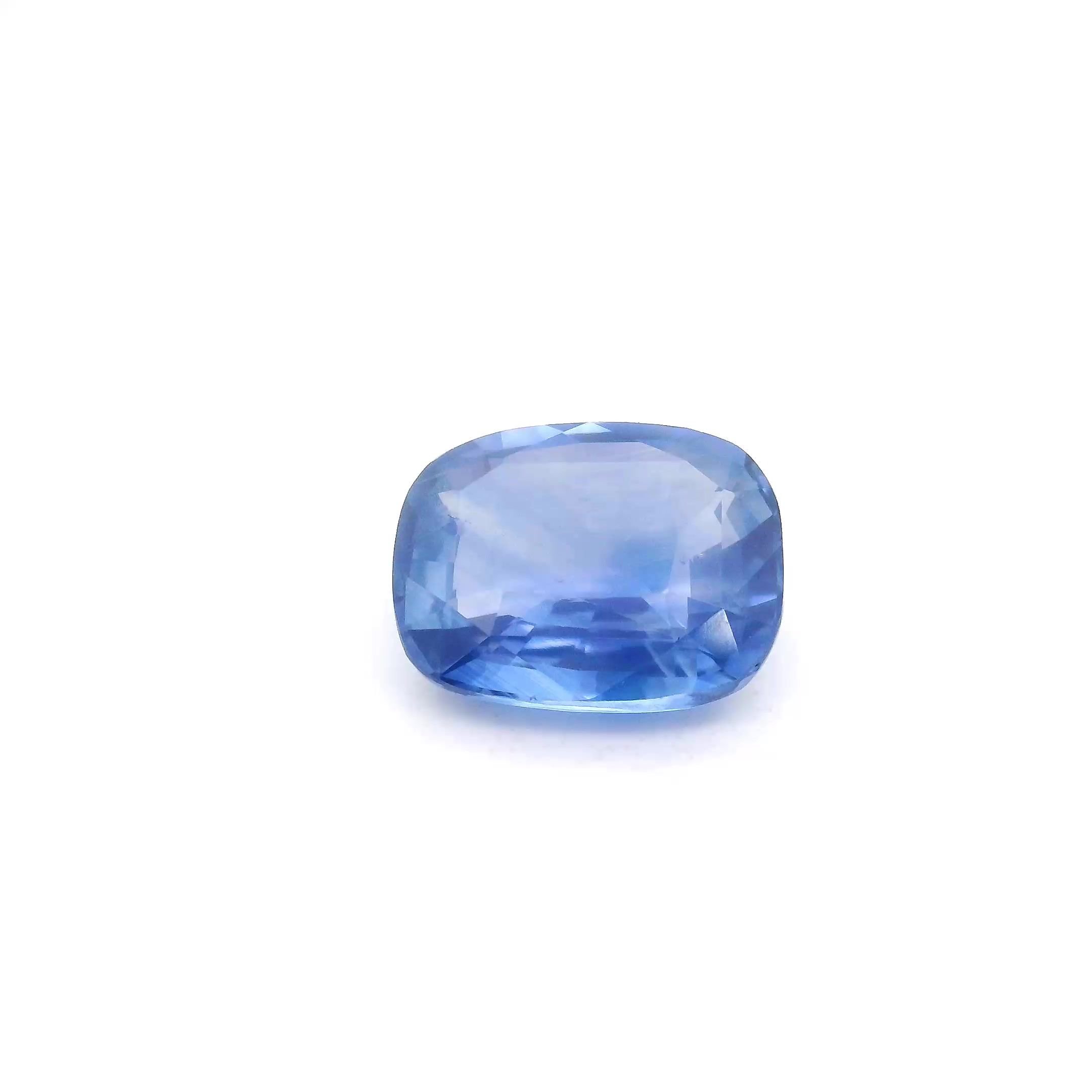 3.01 Carat Blue Cushion Sapphire
