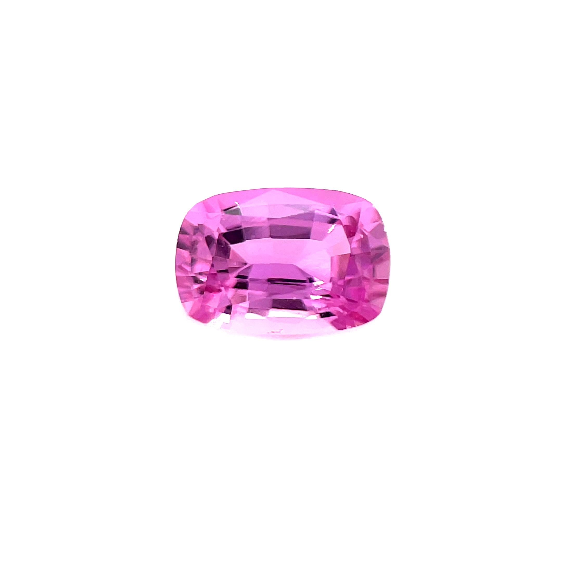 0.75 Carat Vivid Pink Cushion Sapphire