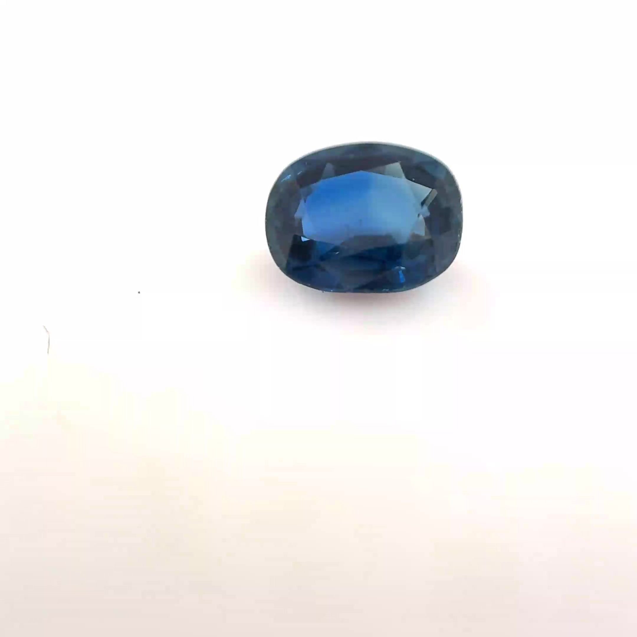 1.23 Carat Blue Cushion Sapphire