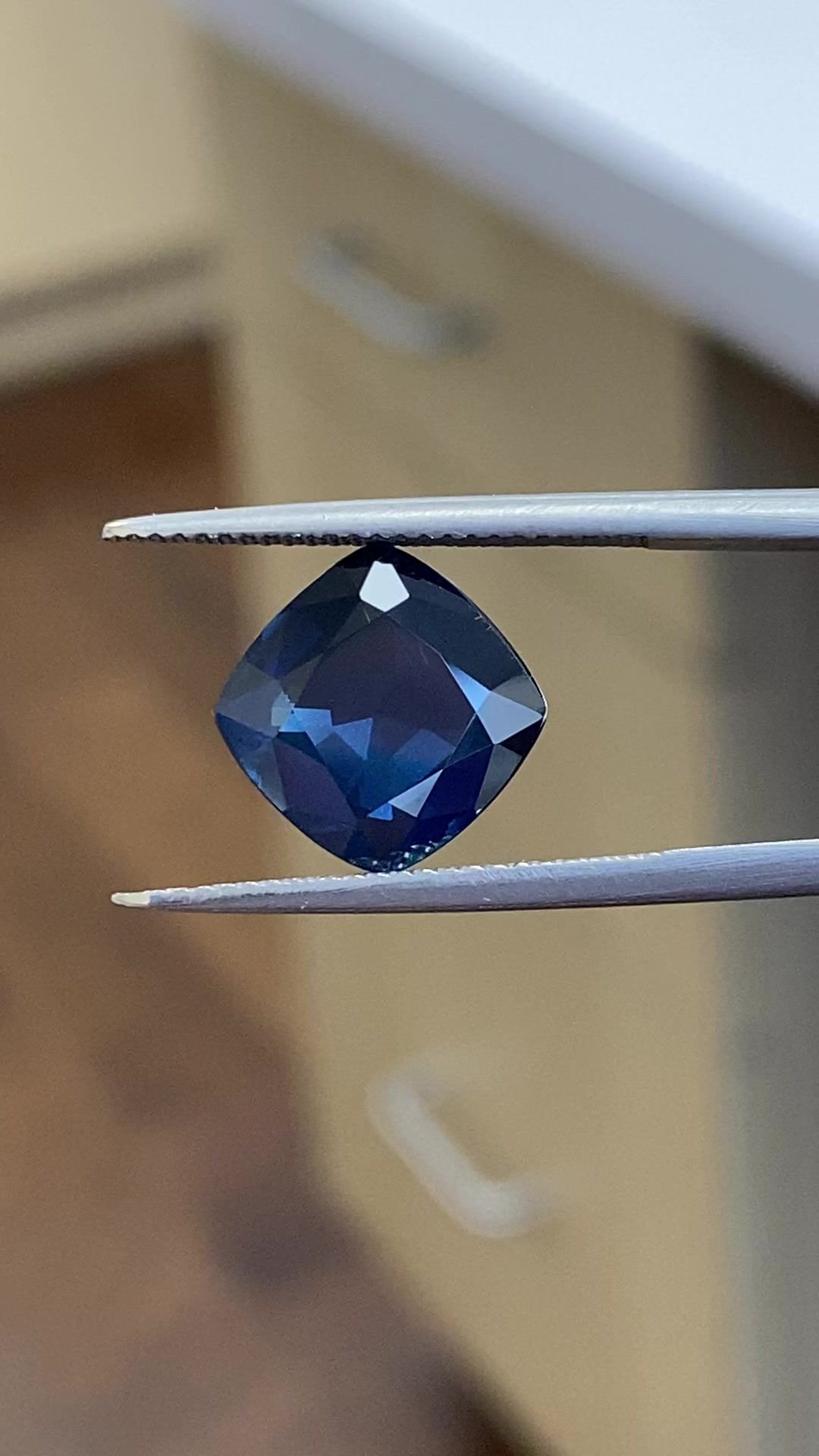 6.38 Carat Blue Cushion Sapphire