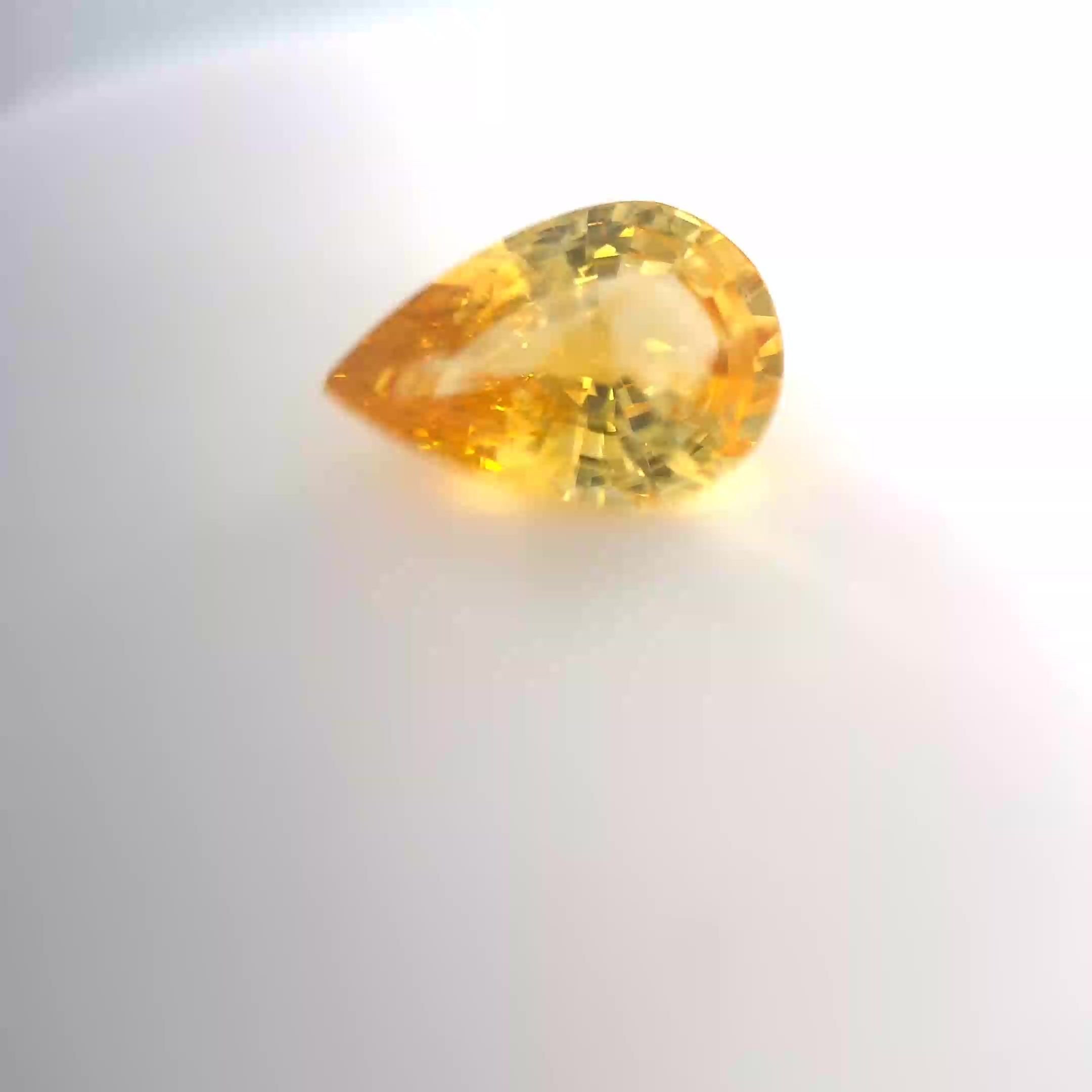 2.06 Carat Yellow Pear Sapphire