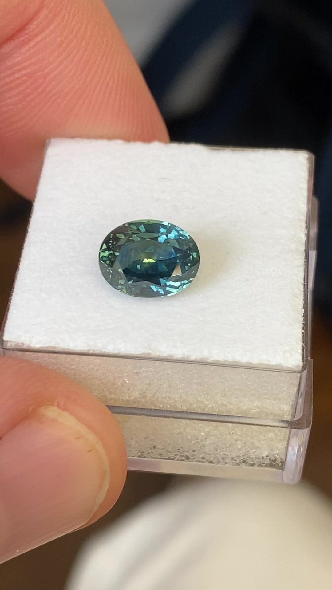 3.06 Carat Green Oval Sapphire