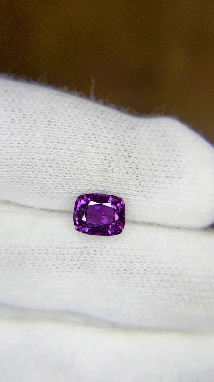 1.44 Carat Purple Cushion Sapphire