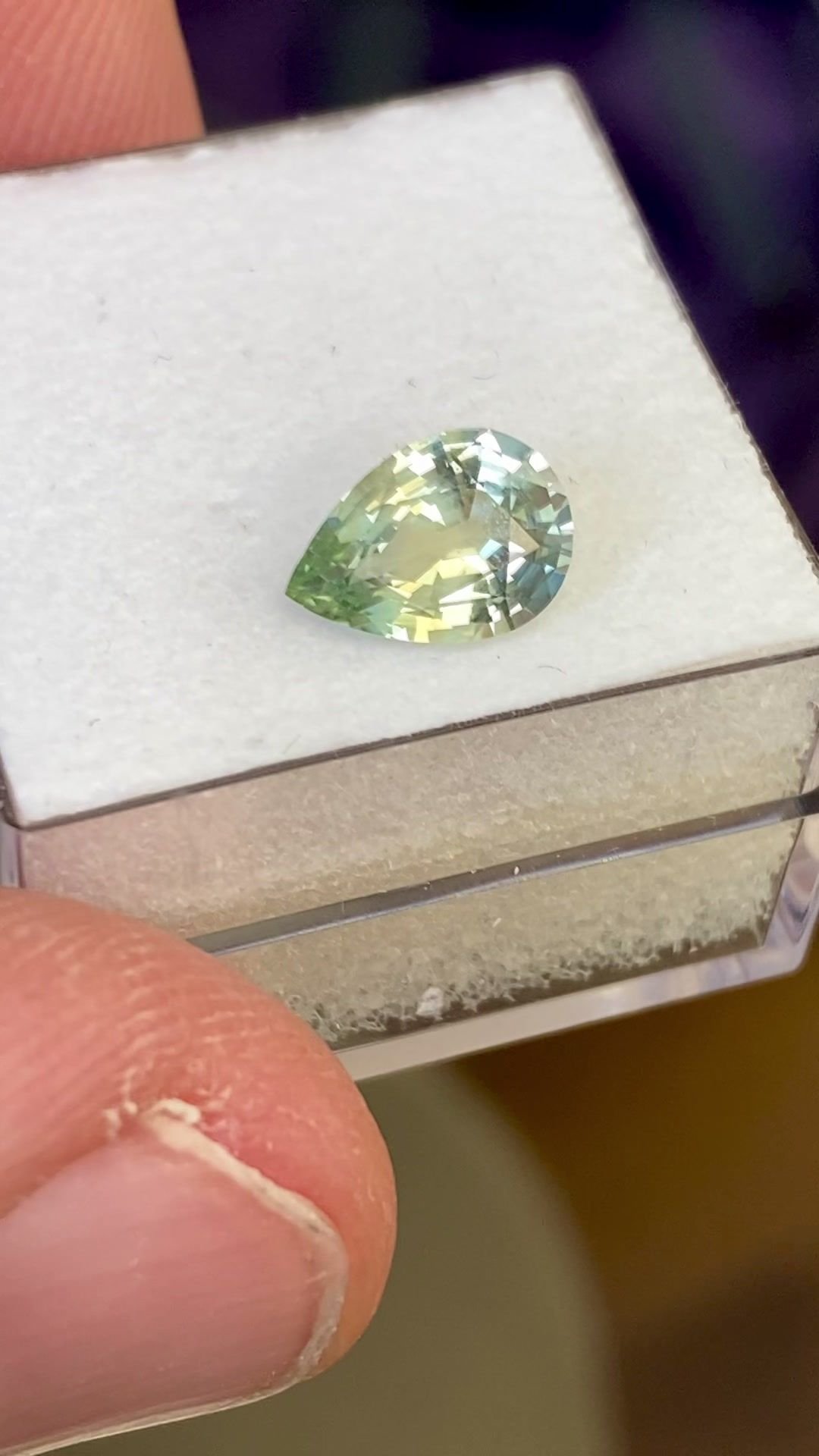 1.44 Carat Green Pear Sapphire