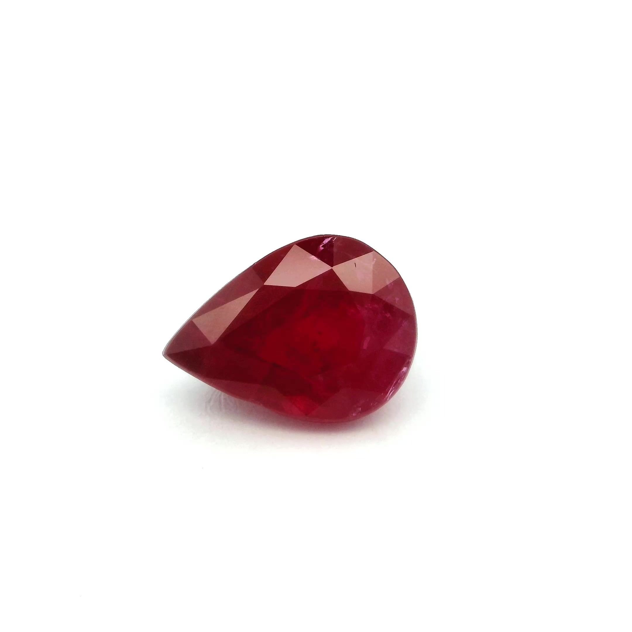 3.19 Carat Intense Red Pear Ruby