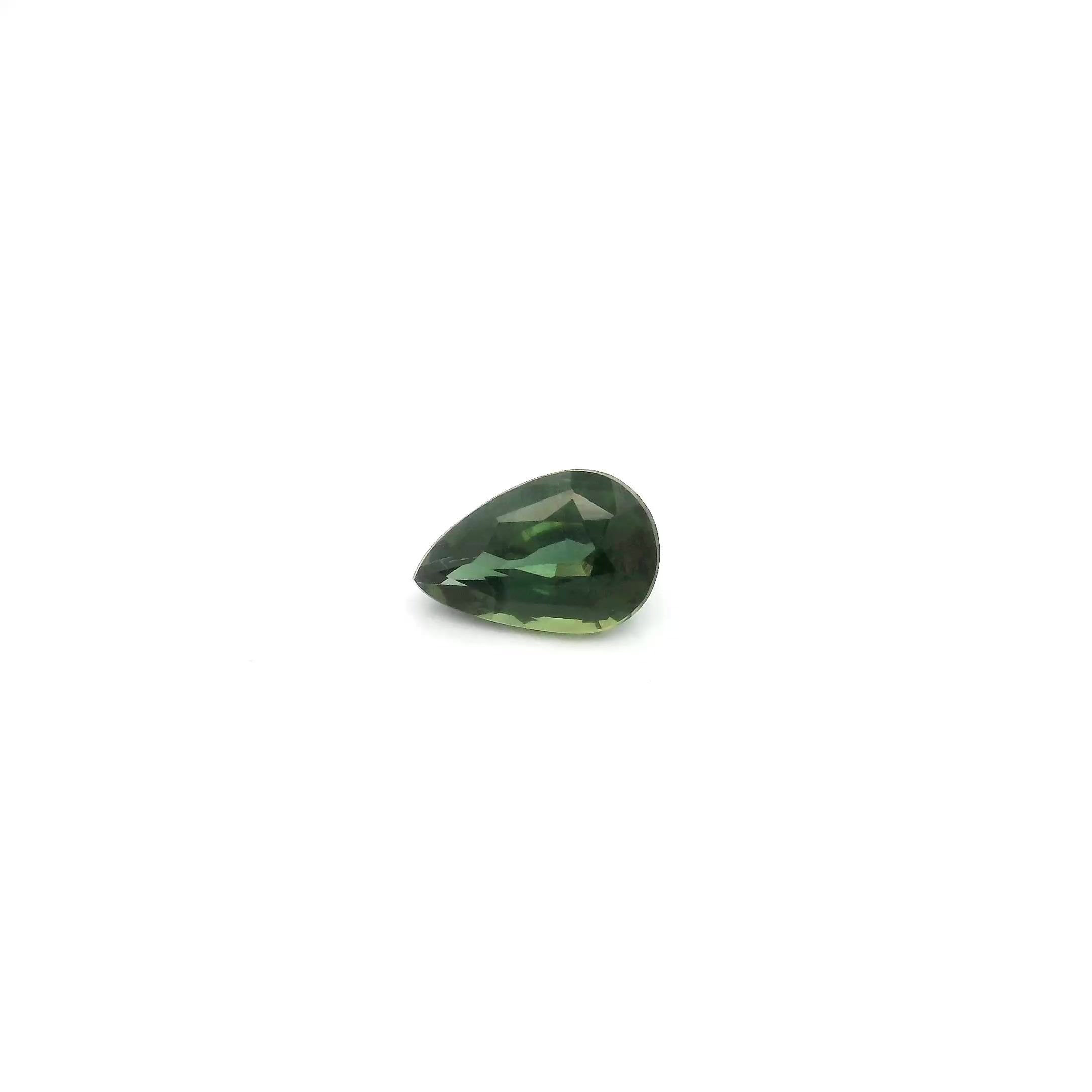 0.54 Carat Intense Green Pear Sapphire