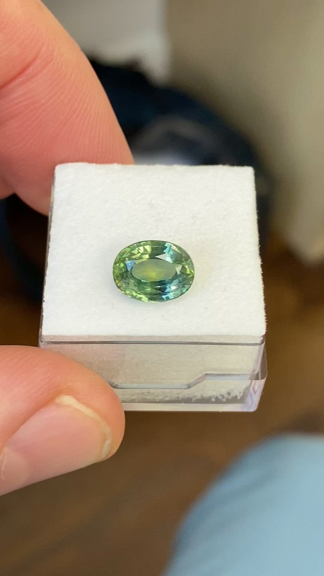 3.03 Carat Green Oval Sapphire