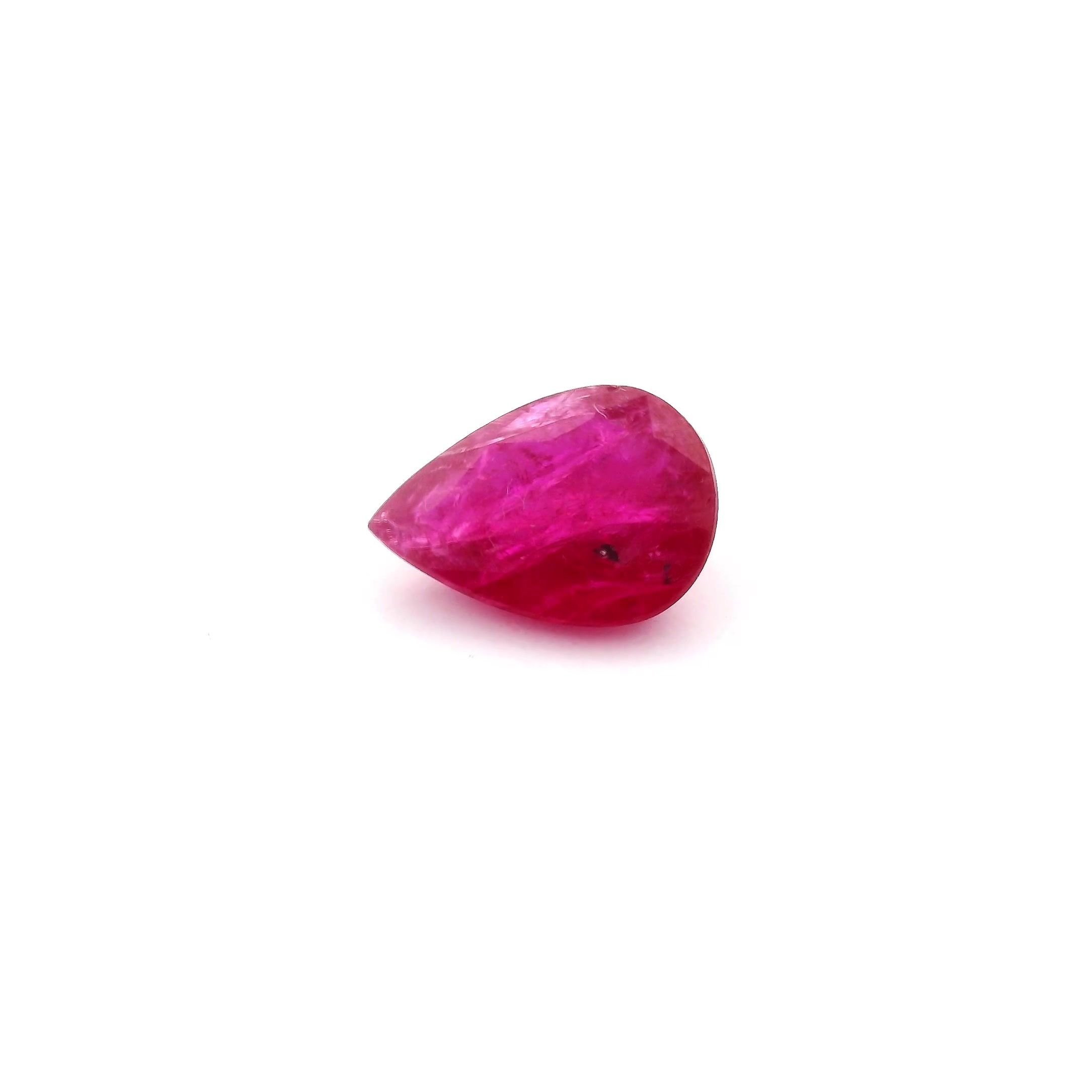 1.17 Carat Intense Red Pear Ruby