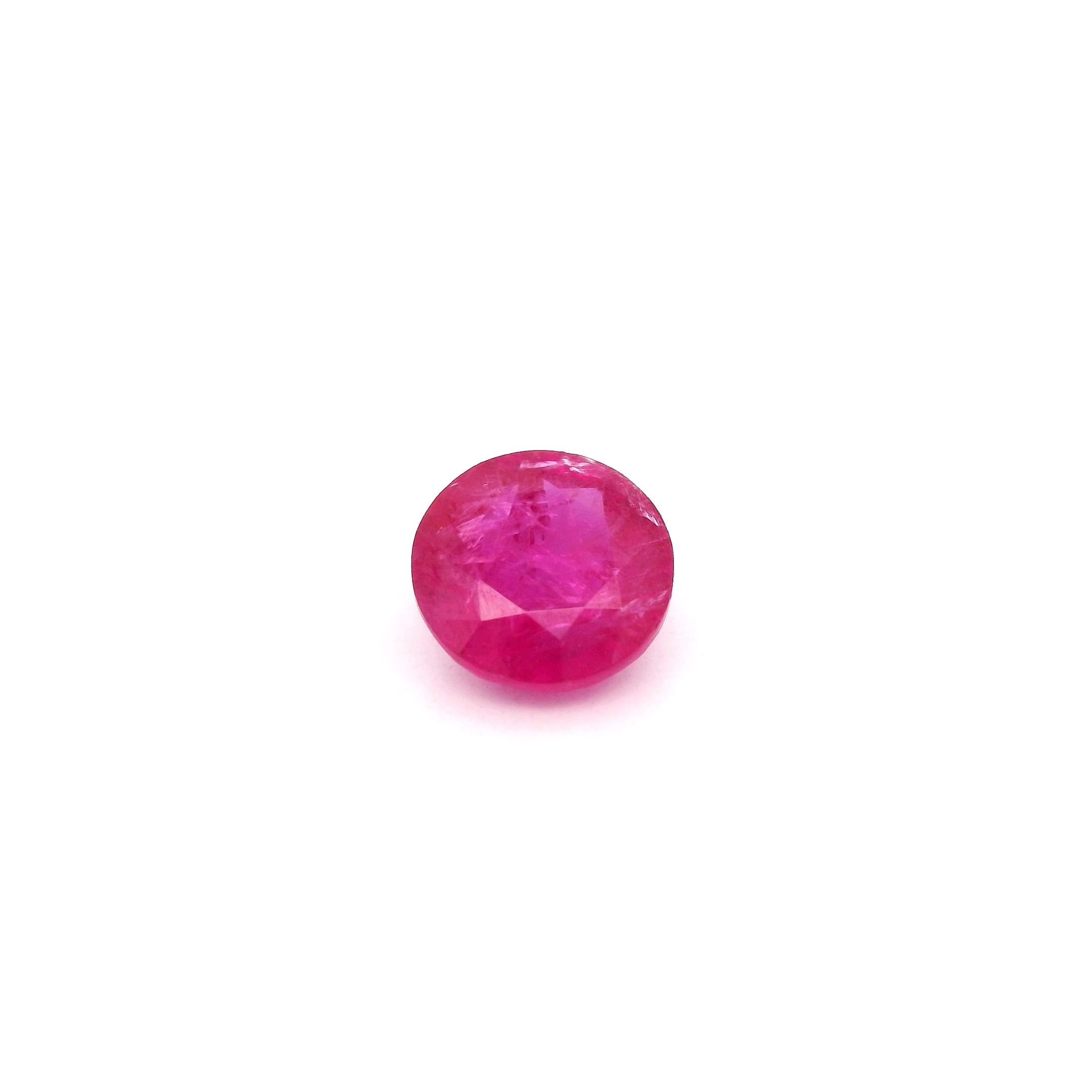 1.04 Carat Intense Red Round Ruby