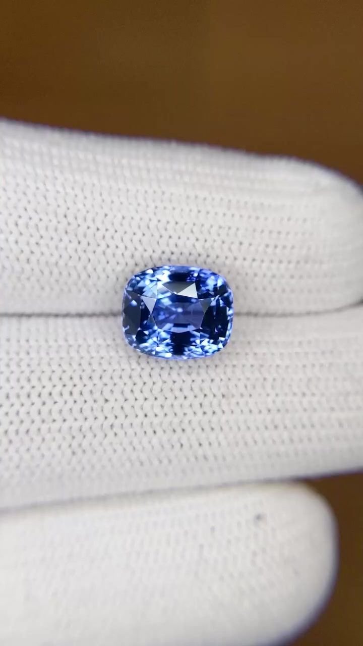 4.09 Carat Blue Cushion Sapphire