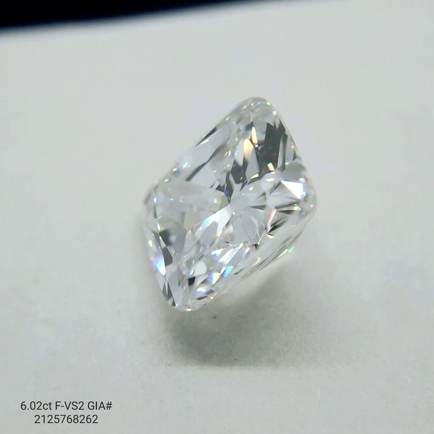 6.02ct F VS2 Very Good Cut Cushion Diamond