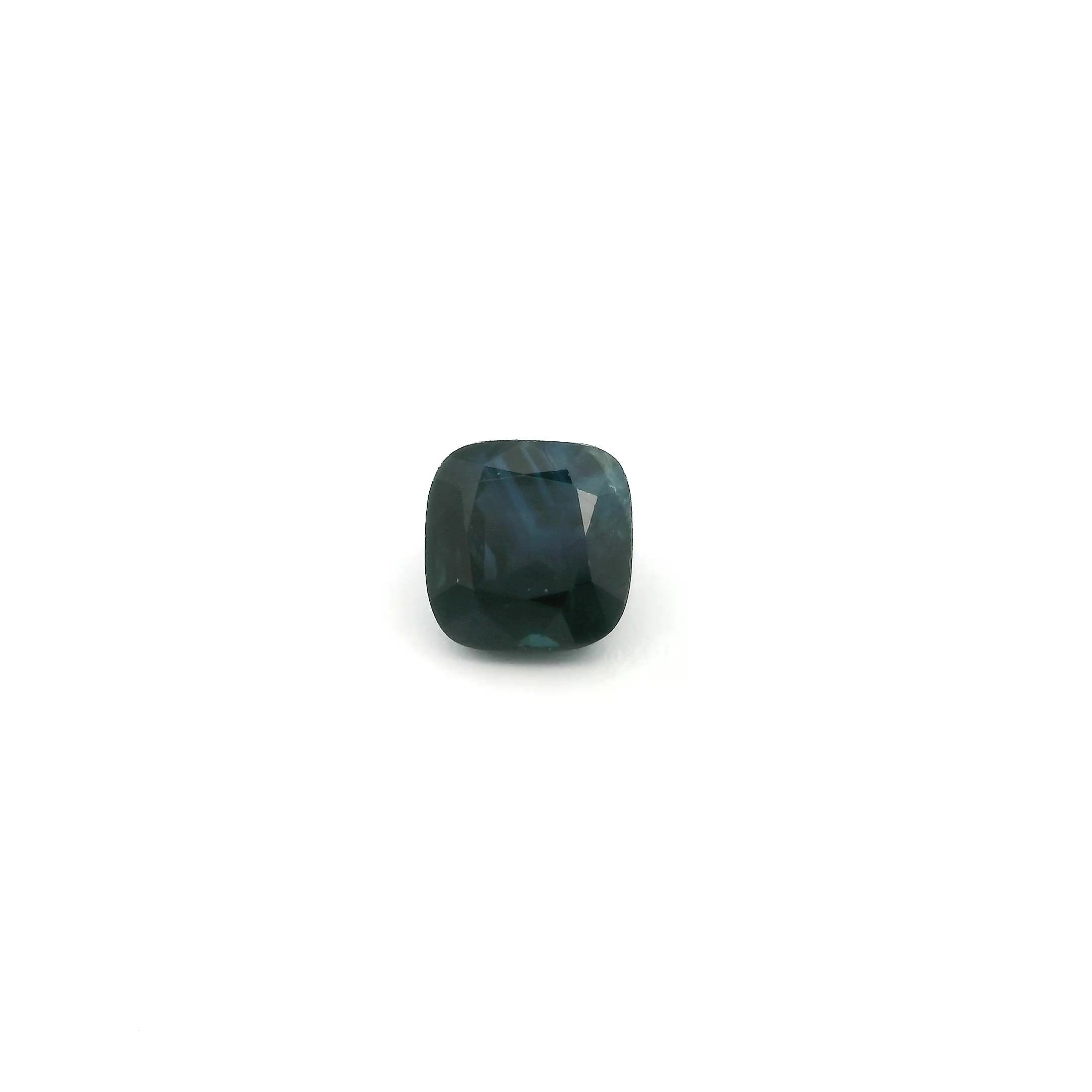 0.79 Carat Deep Blue Cushion Sapphire