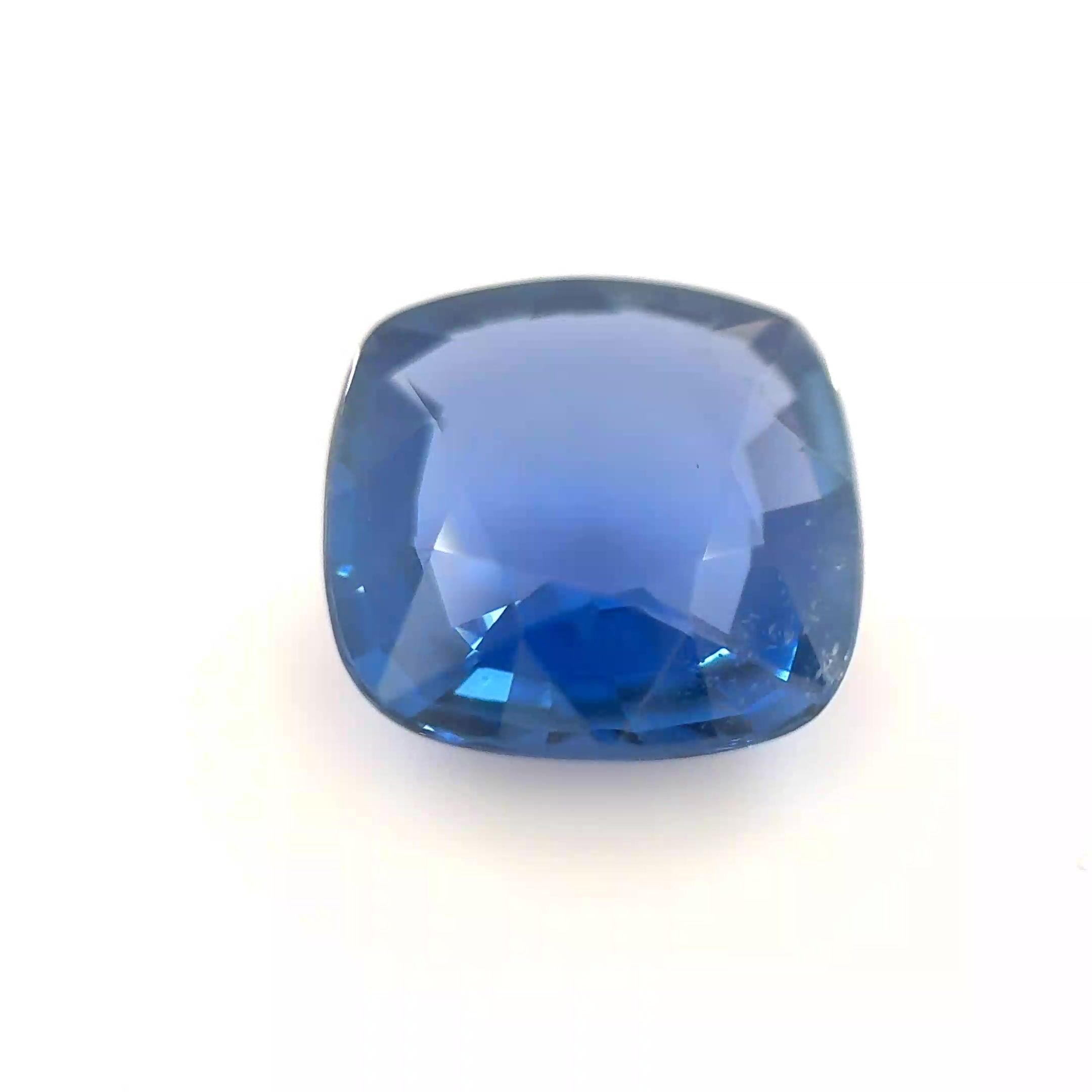 2.64 Carat Blue Cushion Sapphire