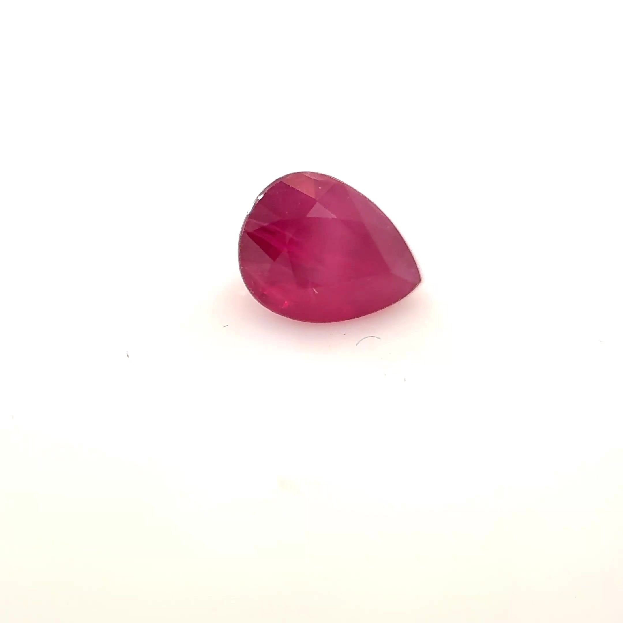 0.71 Carat Red Pear Ruby