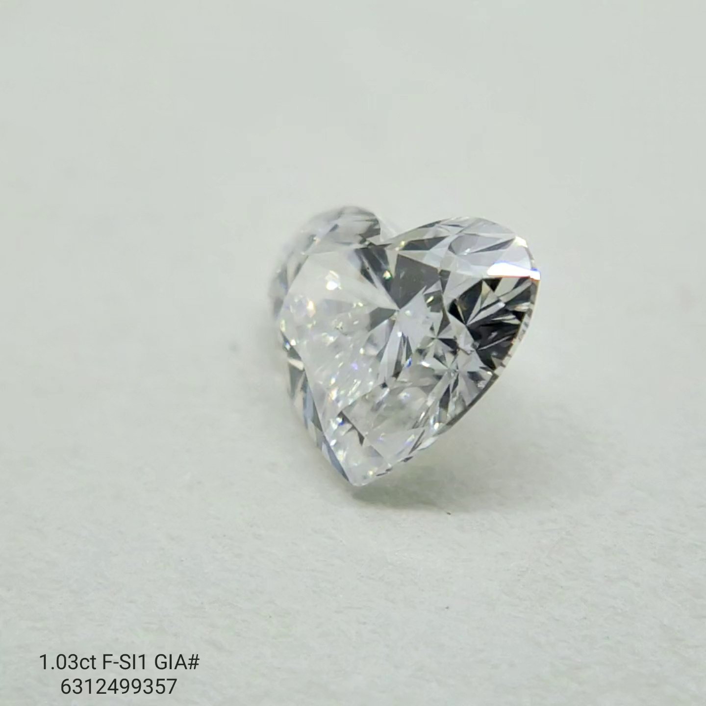 1.03ct F SI1 Rare Carat Ideal Cut Heart Diamond