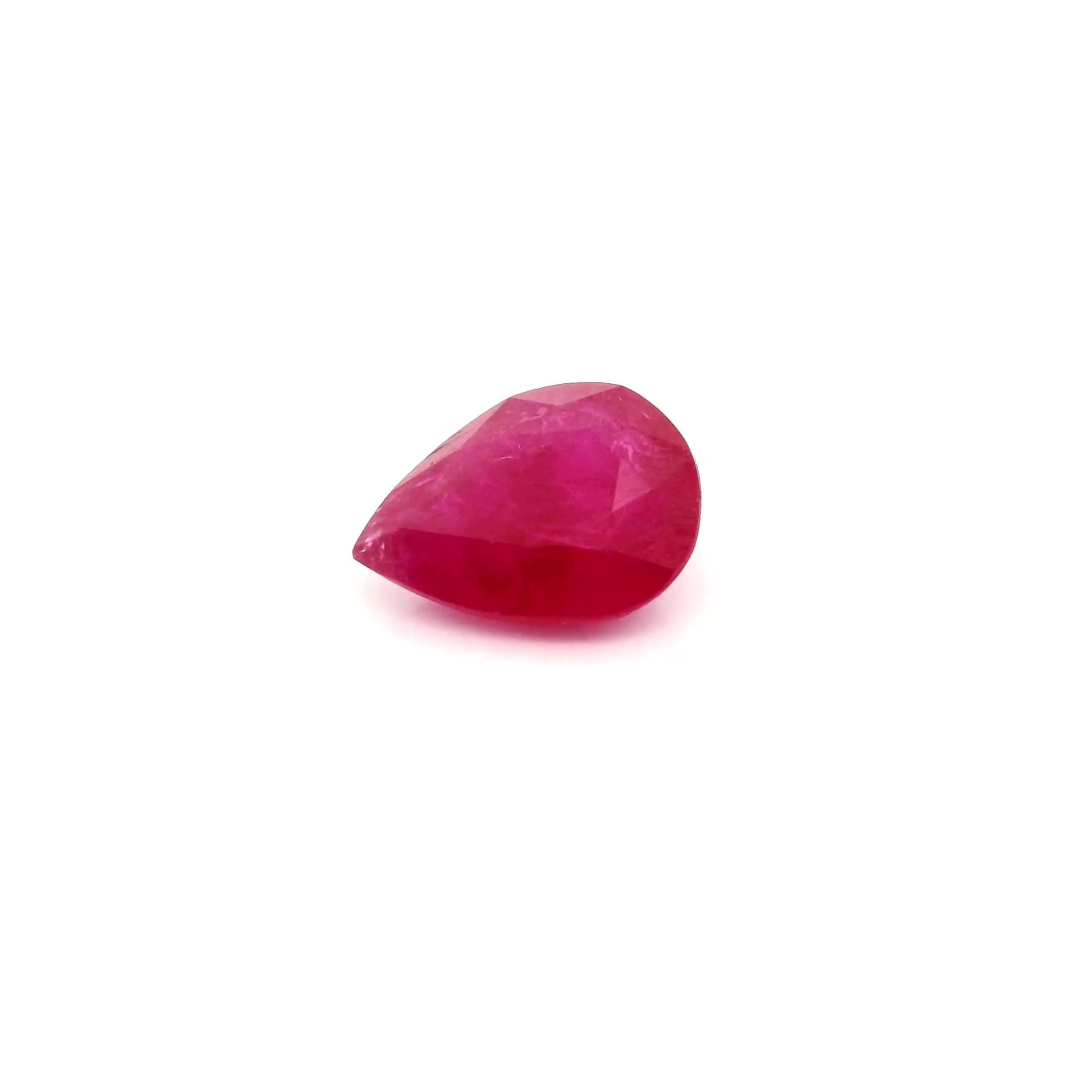 1.34 Carat Intense Red Pear Ruby